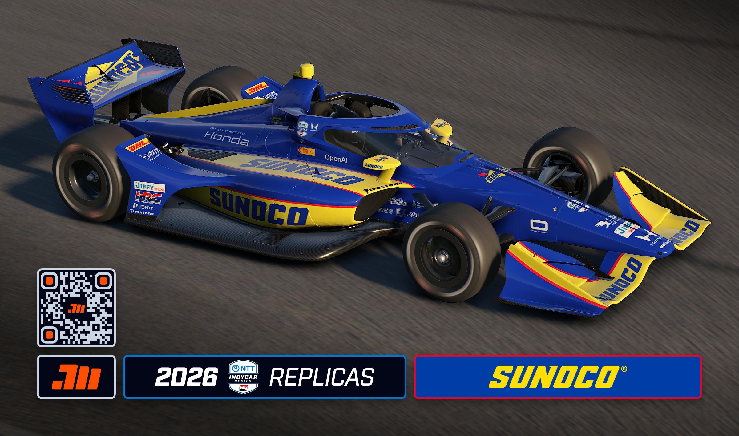 gmbk.570A ○ 希少 INNO インノ Harri Korhonen 2026 Kyffin Simpson Sunoco IndyCar by Jeff McKeand - Trading Paints