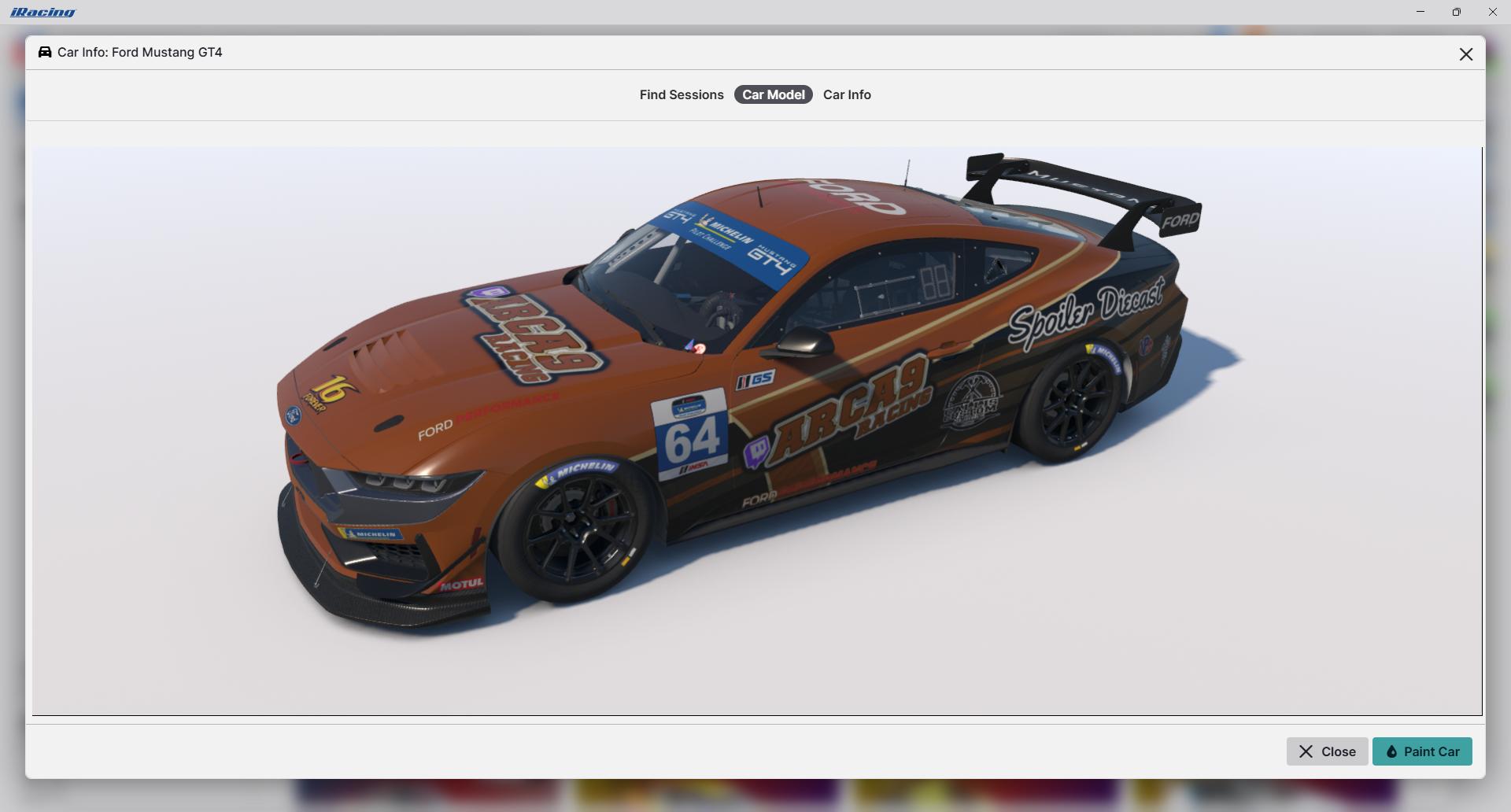 Preview of ARCA9 Racing/Spoiler Diecast Mustang GT4 by Jamie Dobbs