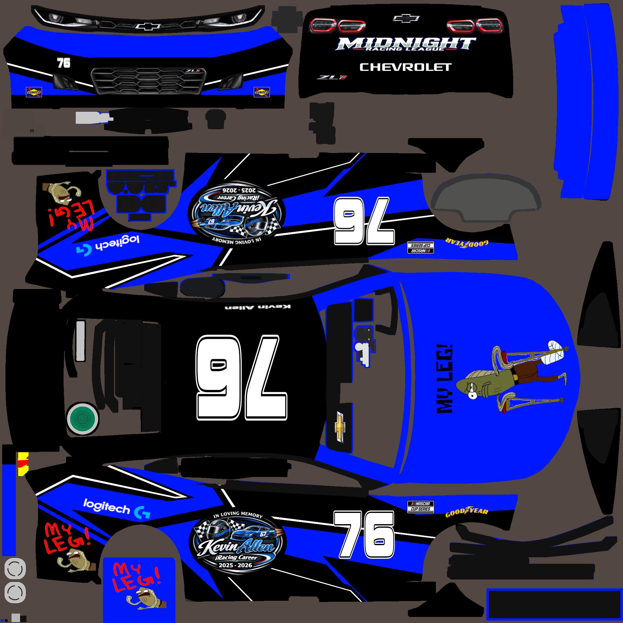 Preview of In Loving Memory of Kevin Allens iRacing Career Paint by Justin D Raymond
