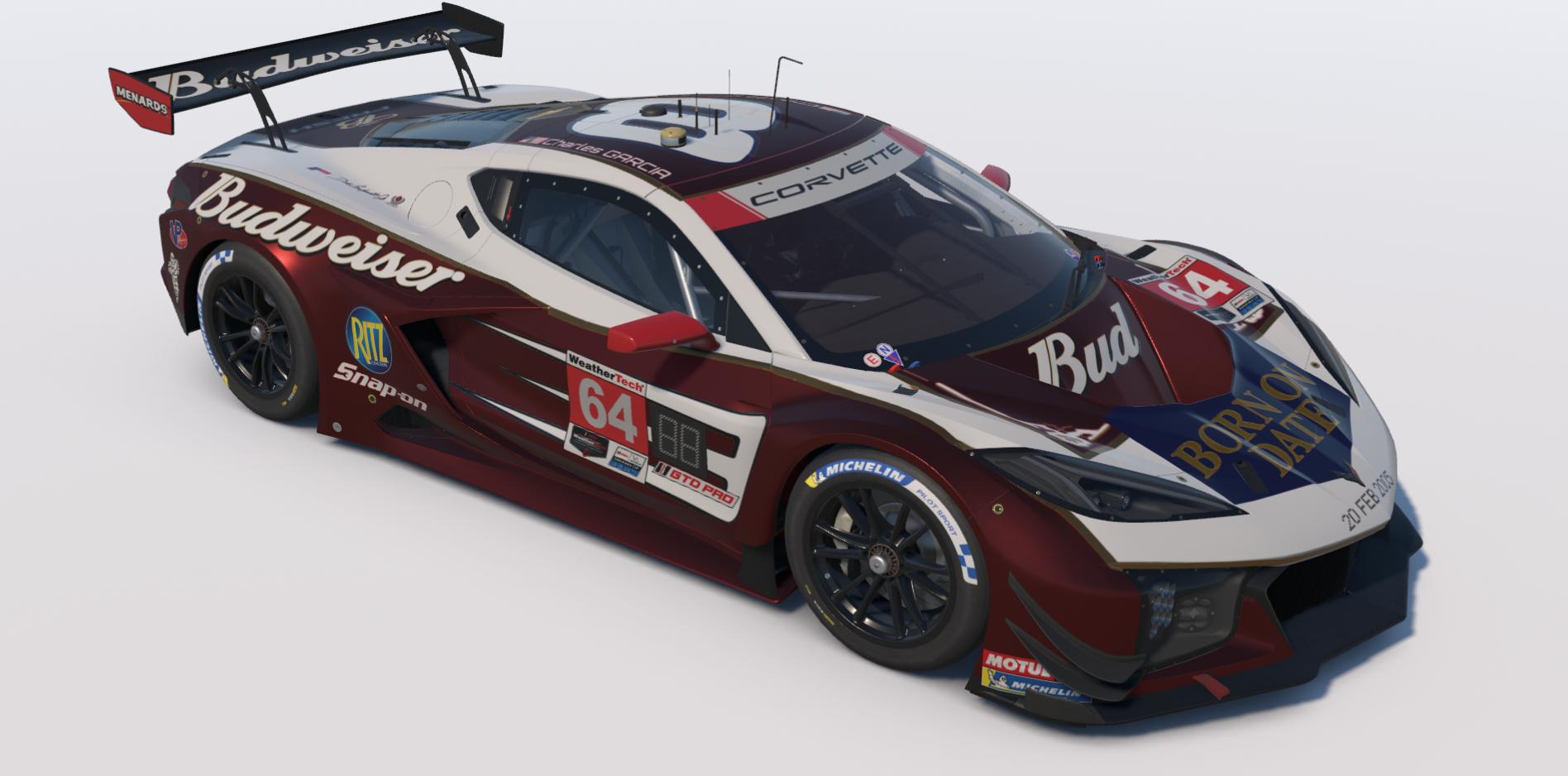 Preview of Dale Jr Tribute paint for his 2005 Season Bud "Born On Date" paint job, on a Vette Z06 GT3.R by Keith Archer