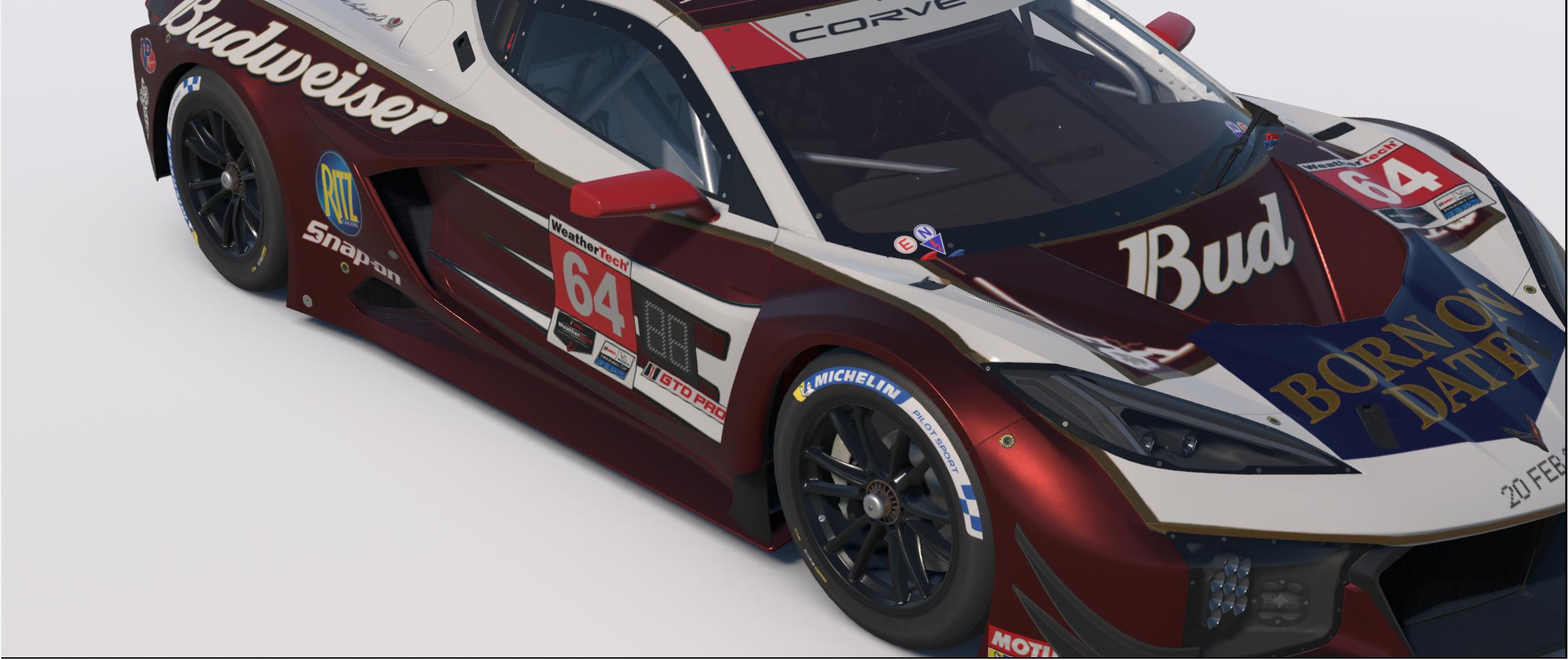 Preview of Dale Jr Tribute paint for his 2005 Season Bud "Born On Date" paint job, on a Vette Z06 GT3.R by Keith Archer