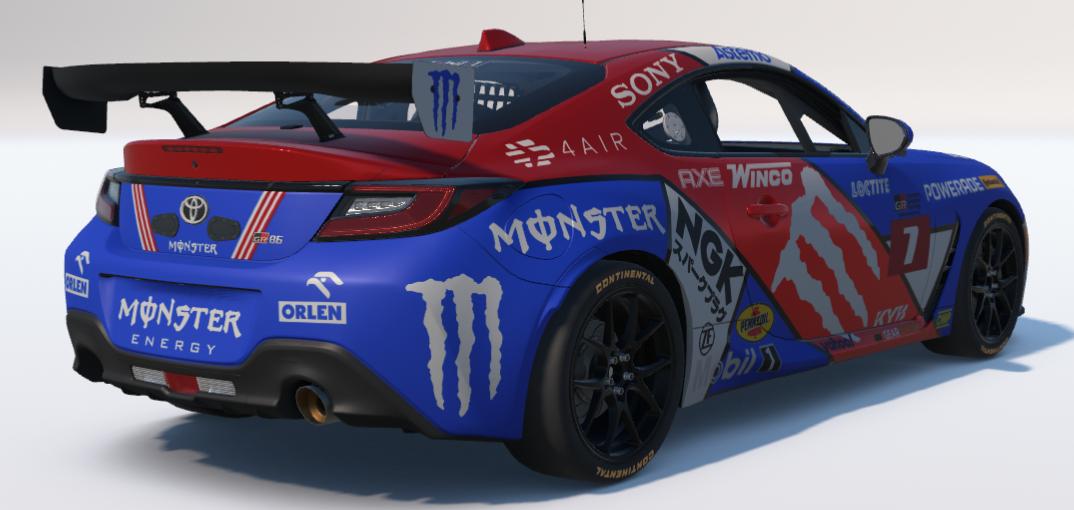 Preview of Red, White, and Blue Razz Monster Energy Toyota GR86 by Ronald Lawson2