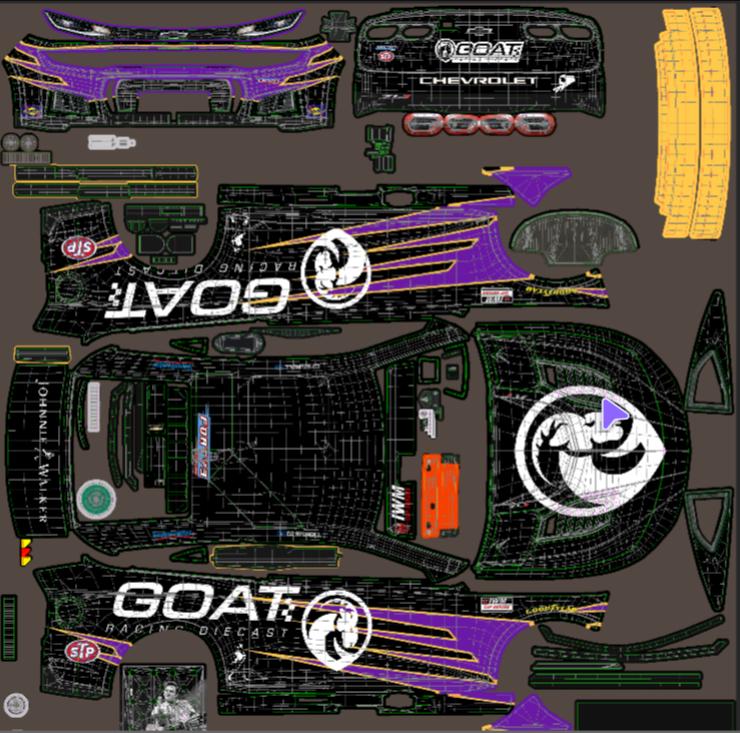 Preview of GOAT Racing Diecast Black/Purple/Gold 43Racing Chavorlet League CJ by Christoph H.