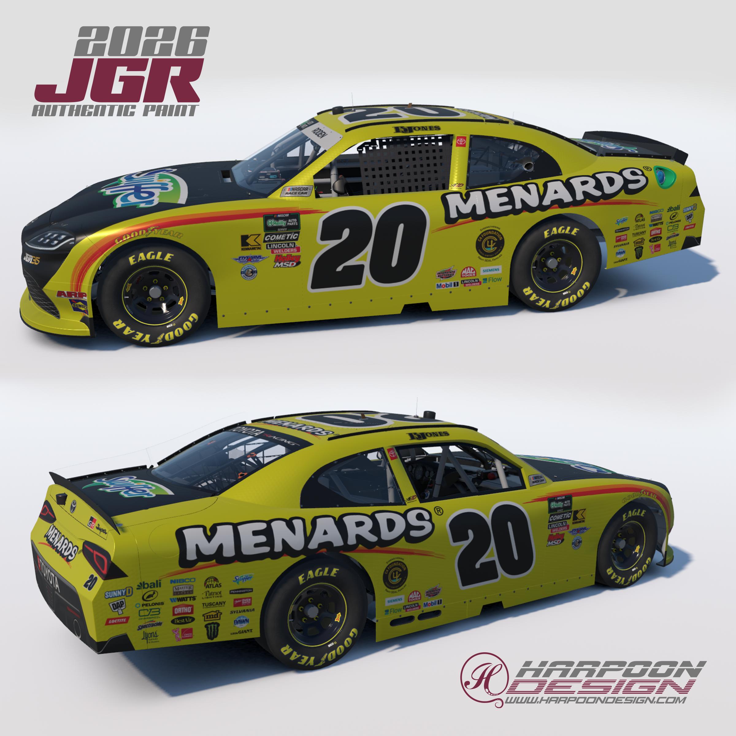 Preview of 2026 Brandon Jones Menards OReilly Toyota Supra by Brantley Roden