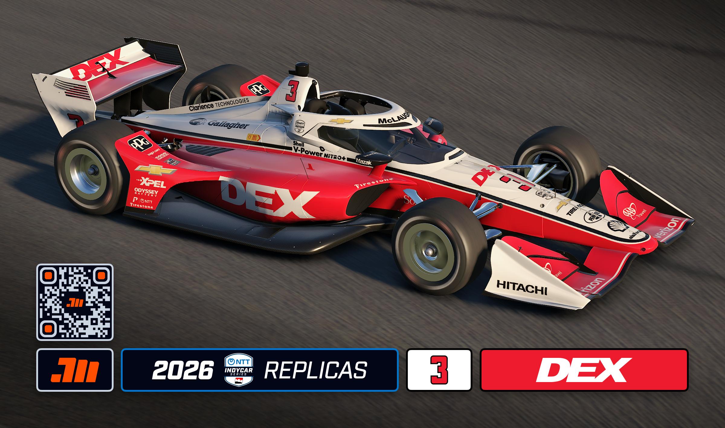 Preview of 2026 Scott McLaughlin #3 DEX IndyCar with Custom Number by Jeff McKeand