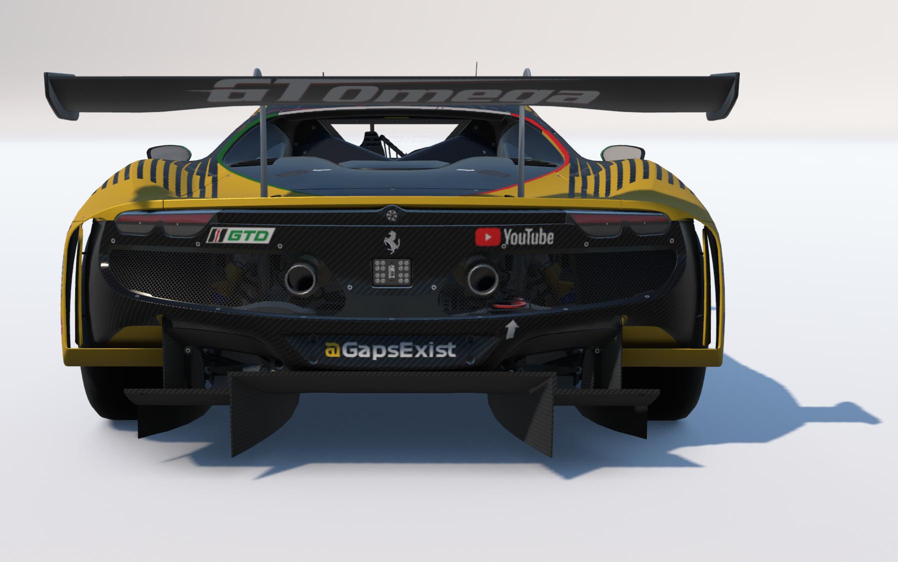 Preview of Gaps Exist Sim Racing Team Black and Yellow IMSA Livery for Ferrari 296 GT3 by Gav E.