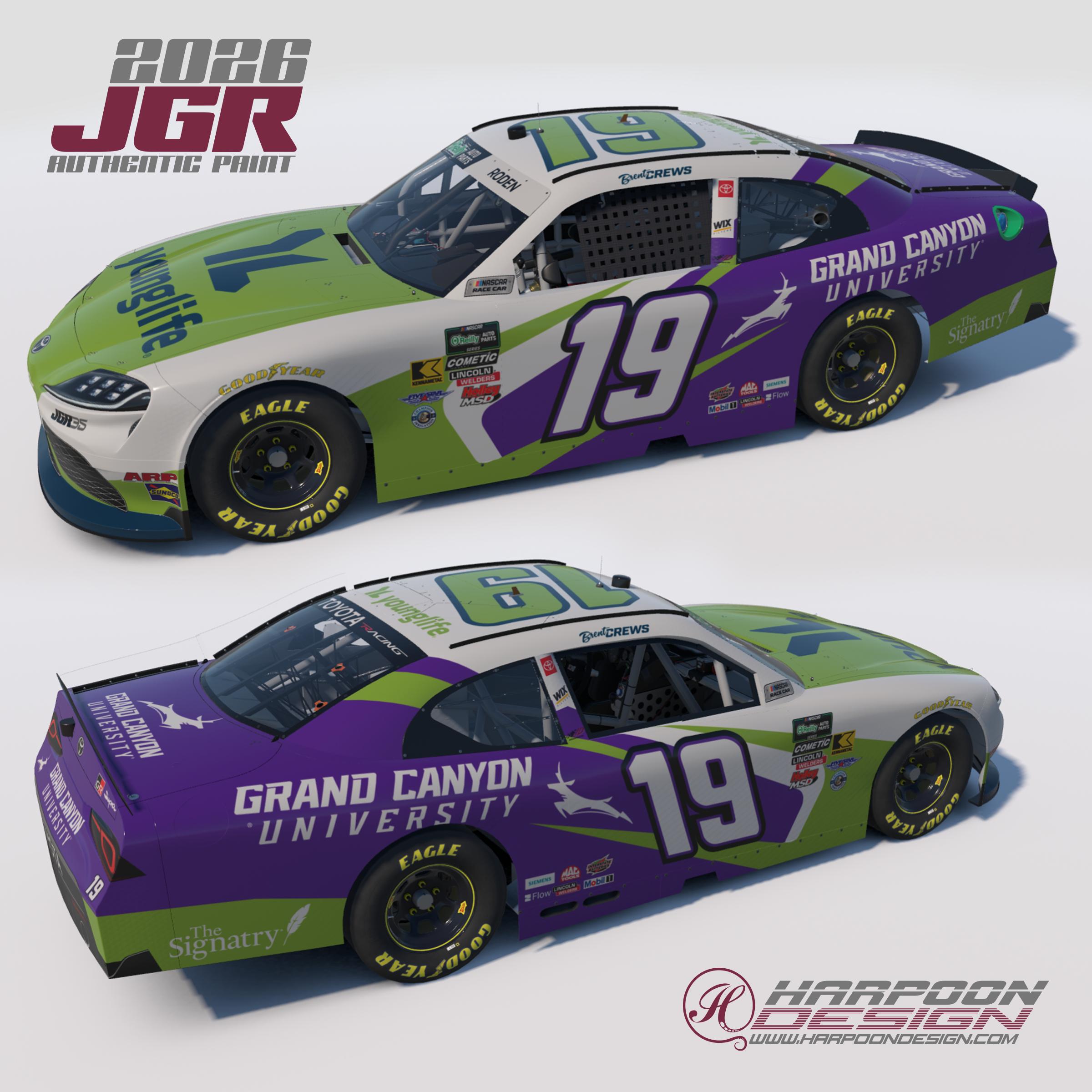 Preview of 2026 Brent Crews Younglife Grand Canyon OReilly Toyota Supra No Num by Brantley Roden