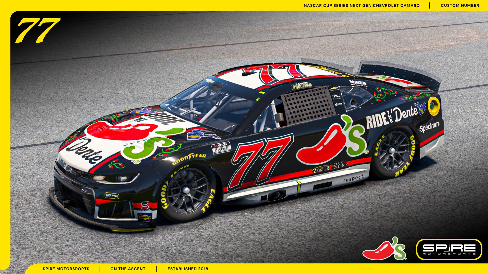 Preview of 2026 #77 Carson Hocevar Chilis Ride The Dente Dark Mode by Spire Motorsports