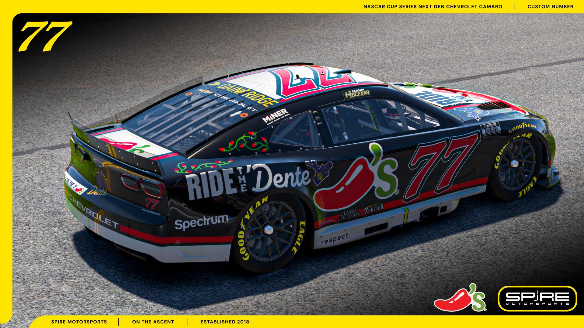 Preview of 2026 #77 Carson Hocevar Chilis Ride The Dente Dark Mode by Spire Motorsports