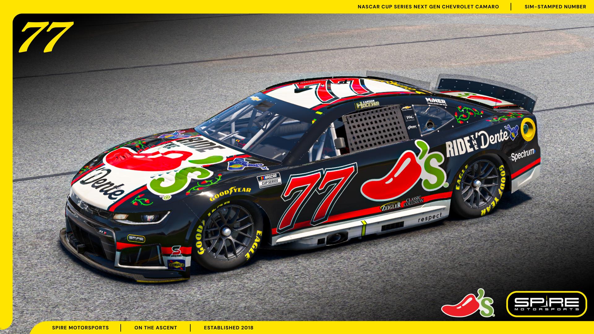 Preview of 2026 #77 Carson Hocevar Chilis Ride The Dente Dark Mode - No Number by Spire Motorsports