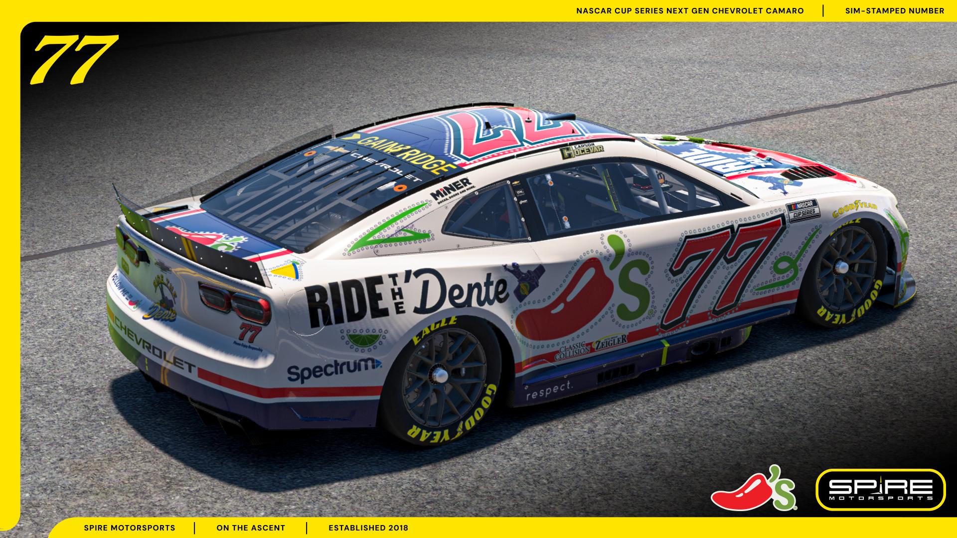 Preview of 2026 #77 Carson Hocevar Chilis Ride The Dente - No Number by Spire Motorsports