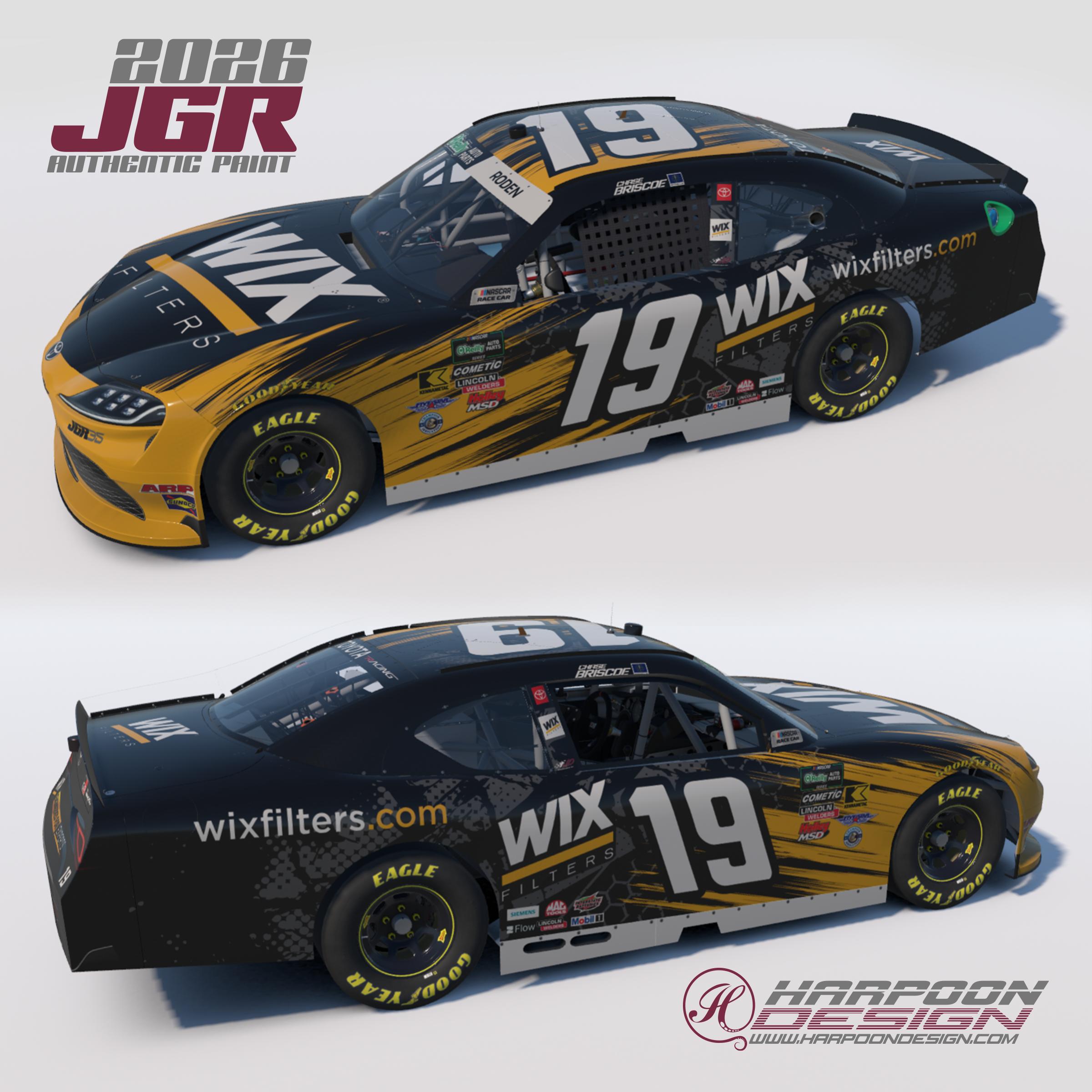 Preview of 2026 Chase Briscoe Wix Filters OReilly Toyota Supra by Brantley Roden