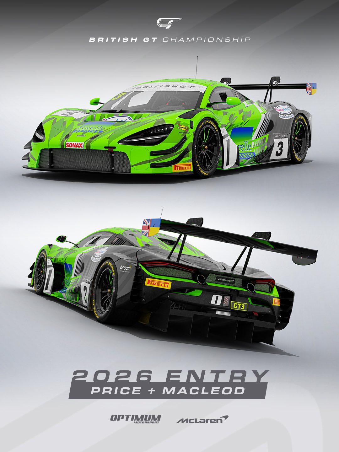 Preview of Optimum Motorsport Car #3 2026 British GT - Mike Price / Callum Macleod by Keith Archer