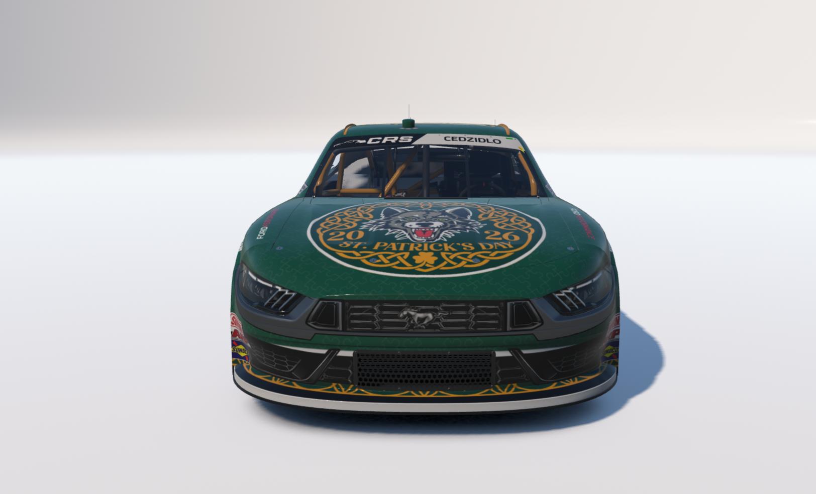 Preview of Chicago Wolves 2026 St Patricks Day NASCAR Xfinity Ford Mustang by Travis C.