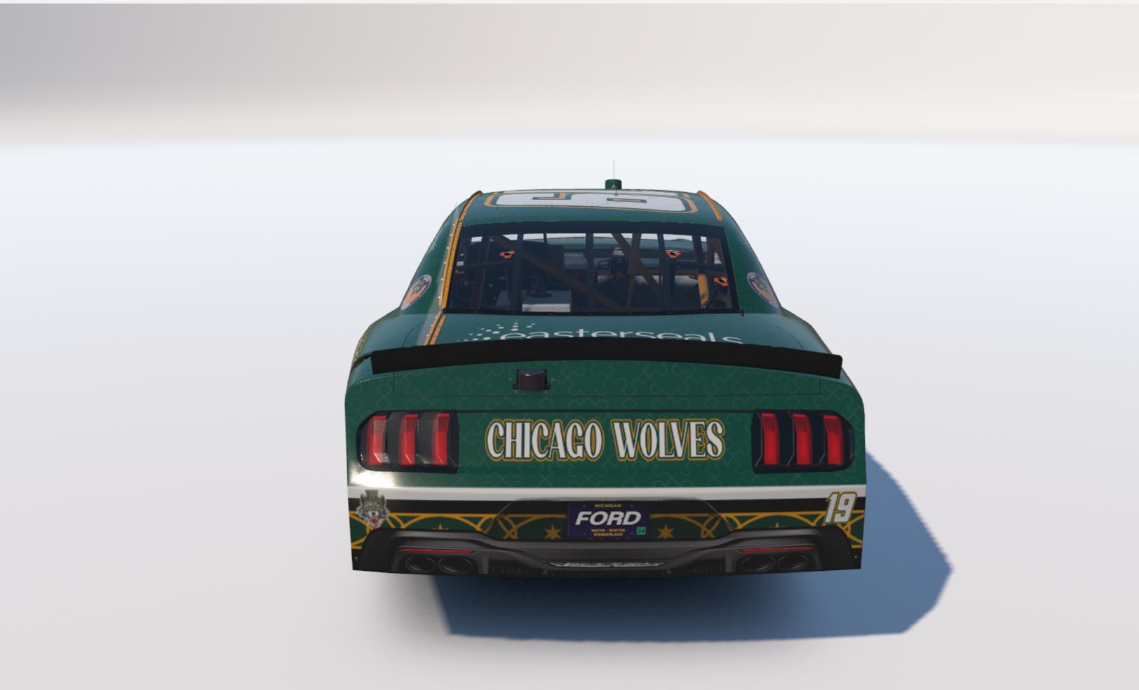 Preview of Chicago Wolves 2026 St Patricks Day NASCAR Xfinity Ford Mustang by Travis C.