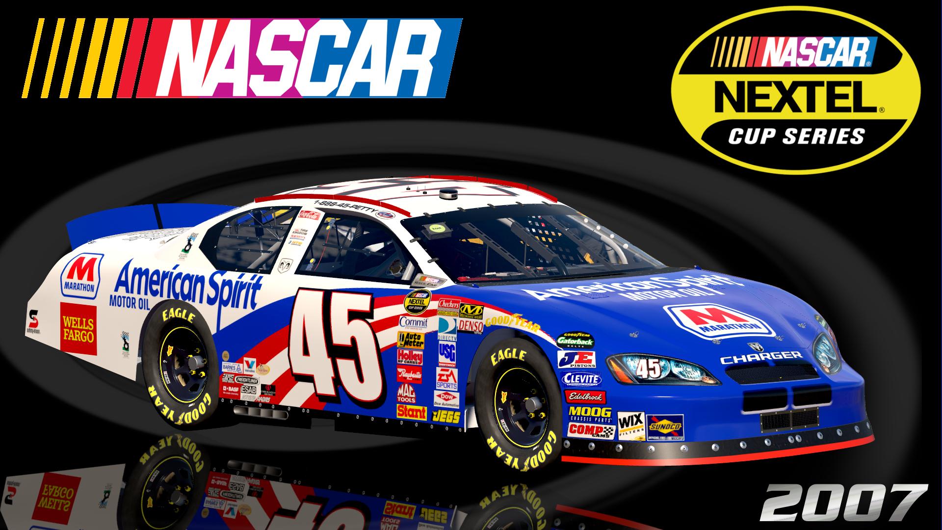 Preview of #45 Kyle Petty 2007 American Spirit Motor Oil Dodge Charger Sim Stamped Number by Christian Budd