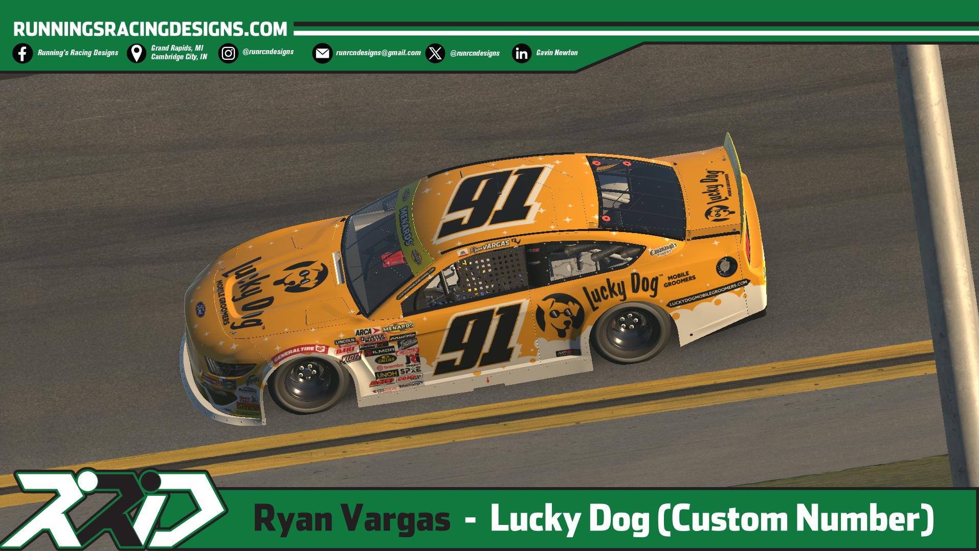Preview of 2026 Ryan Vargas Lucky Dog Mobile Groomers ARCA Ford Mustang ***Custom Number*** by Gavin Newton