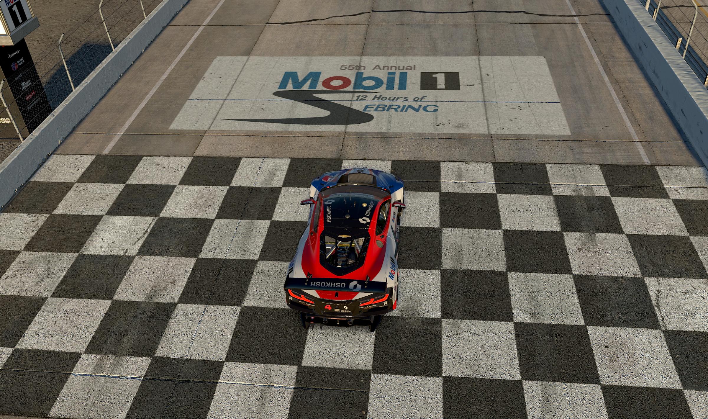 Preview of car 5587432026 Sebring Pratt Miller Motorsports Corvette Mobil 1 | White Windshield Banner by Pat Gabriel
