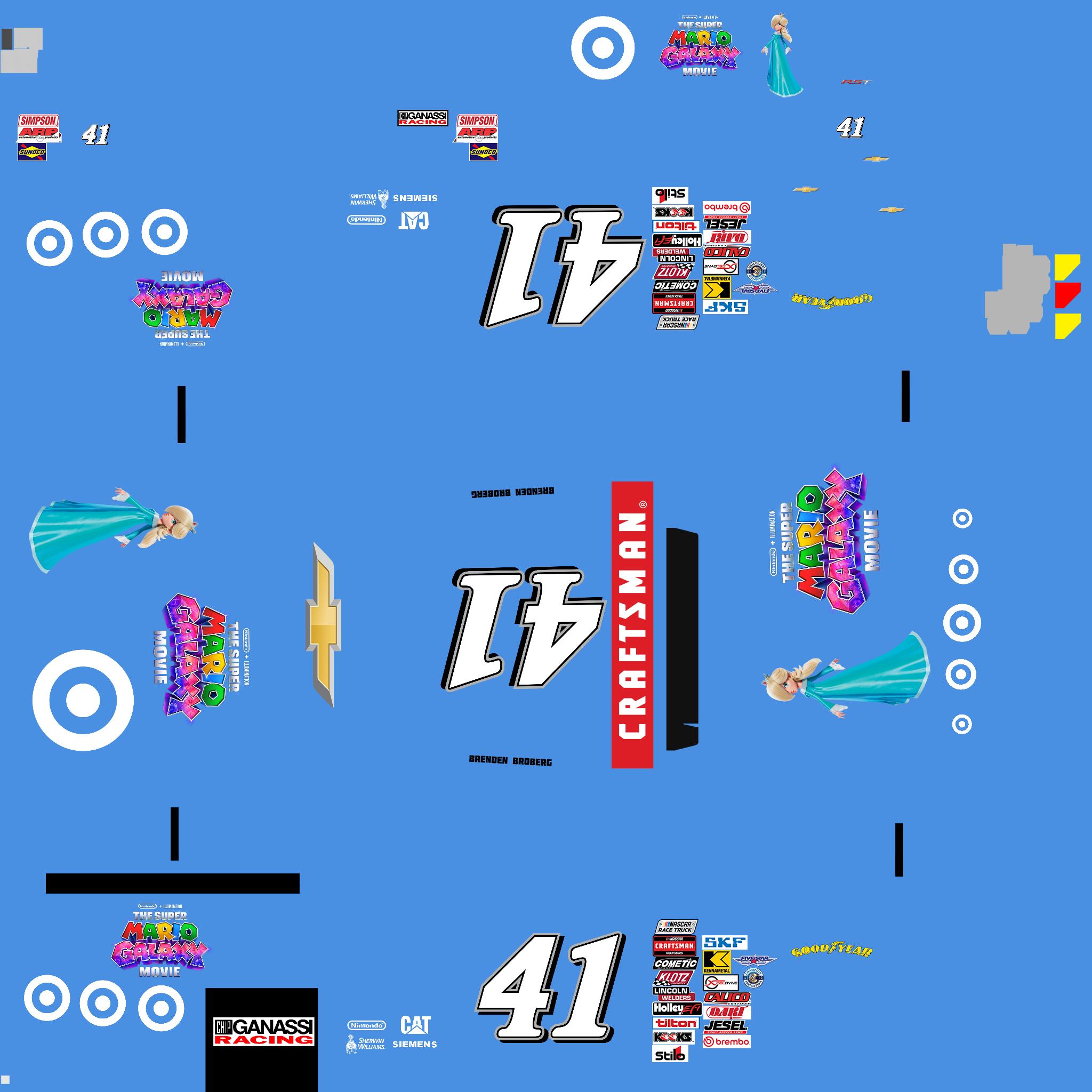 Preview of 2026 NASCAR Craftsman Truck Series Target / The Super Mario Galaxy Movie Princess Rosalina in 41 Truck by Brenden Broberg