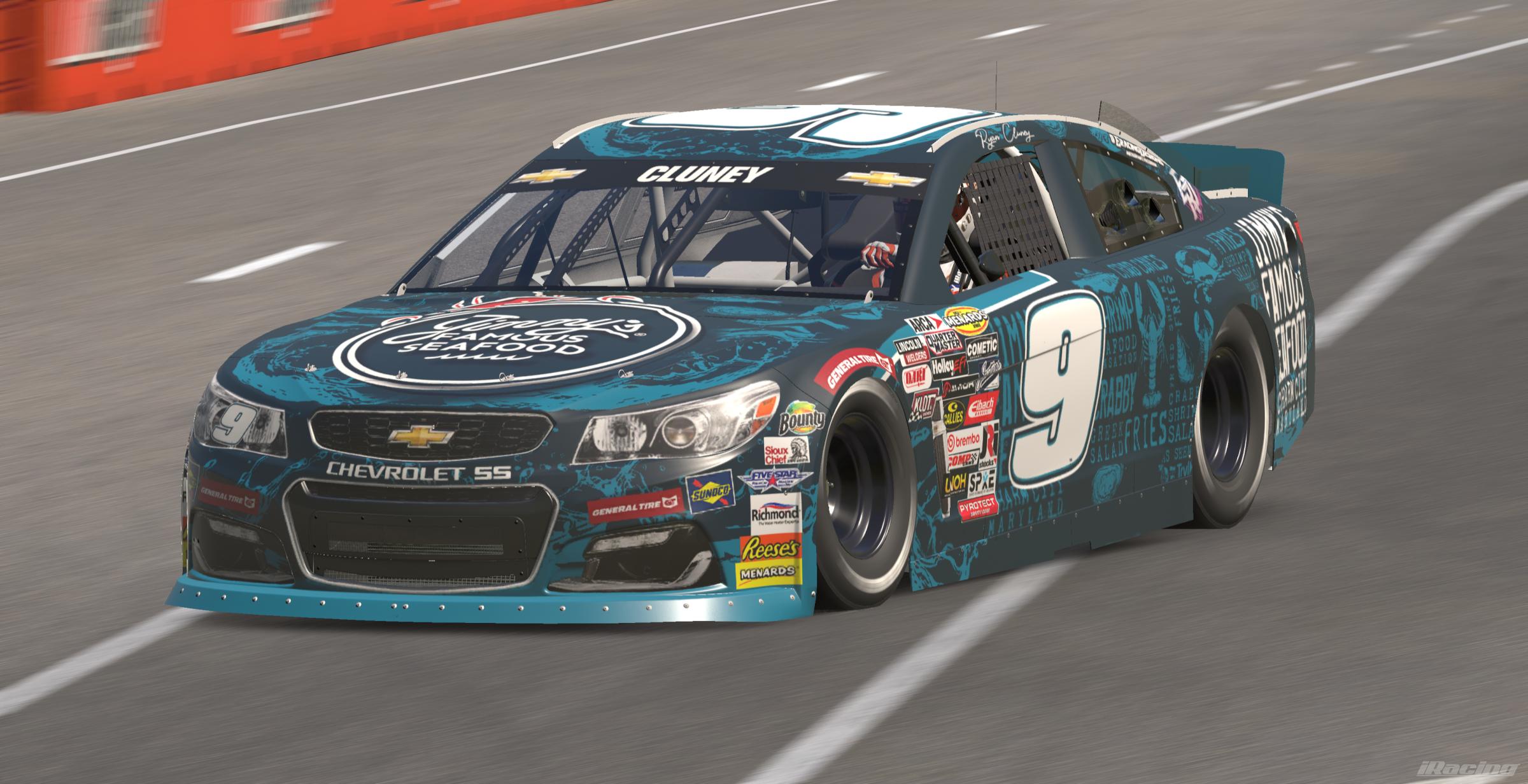 Preview of 2026 #9 Ryan Cluney Jimmys Famous Seafood ARCA Chevrolet SS W/ Spec Map by Rob Evans