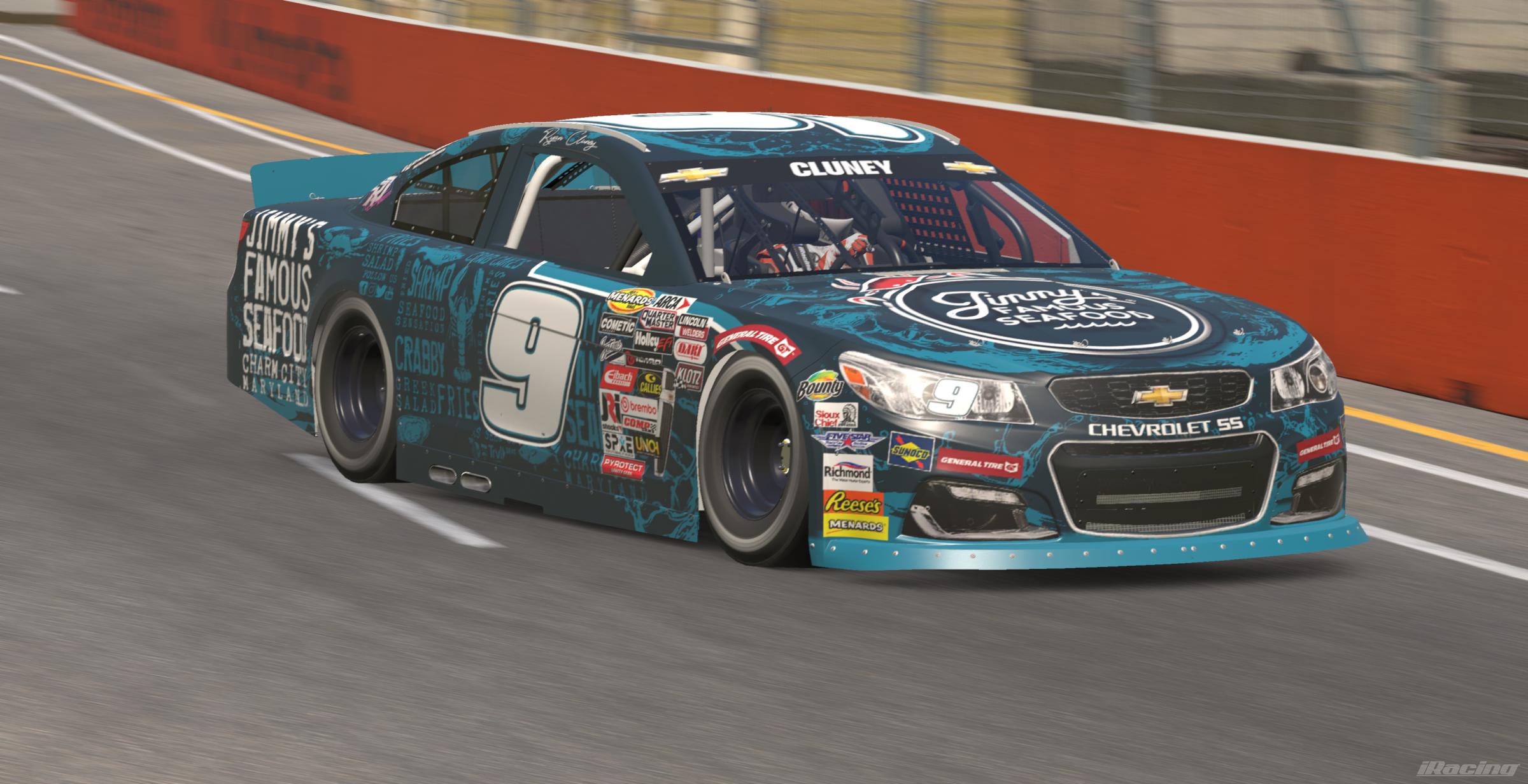 Preview of 2026 #9 Ryan Cluney Jimmys Famous Seafood ARCA Chevrolet SS W/ Spec Map by Rob Evans