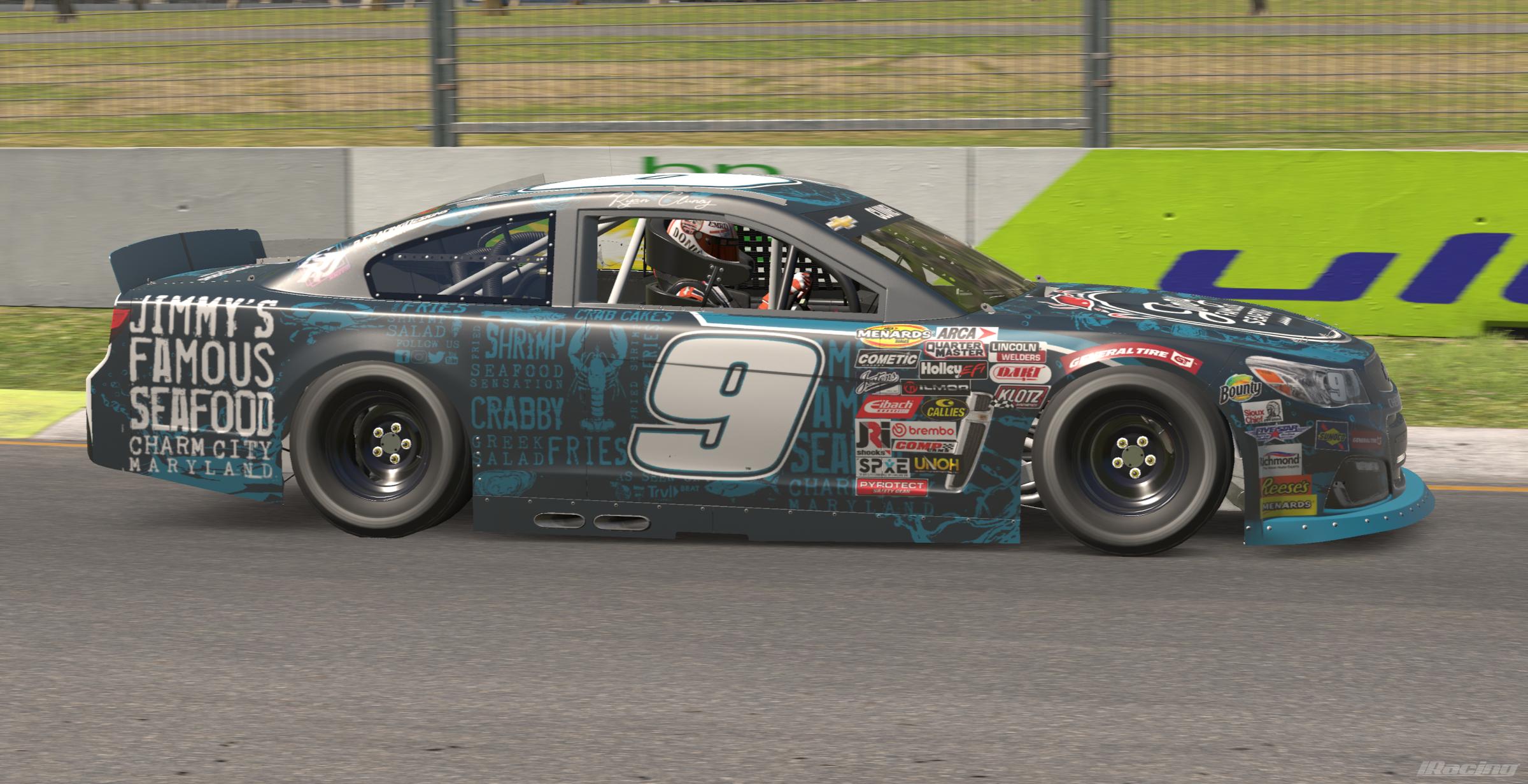 Preview of 2026 #9 Ryan Cluney Jimmys Famous Seafood ARCA Chevrolet SS W/ Spec Map by Rob Evans