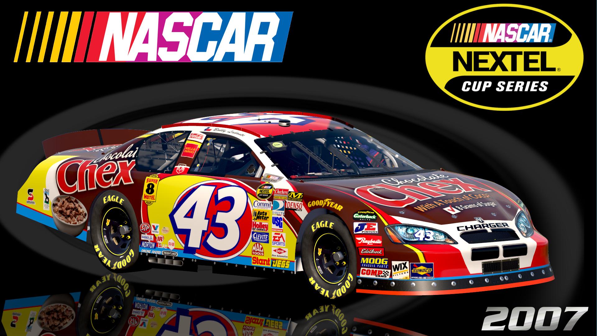 Preview of #43 Bobby Labonte 2007 Chocolate Chex Dodge Charger Sim Stamped Number by Christian Budd