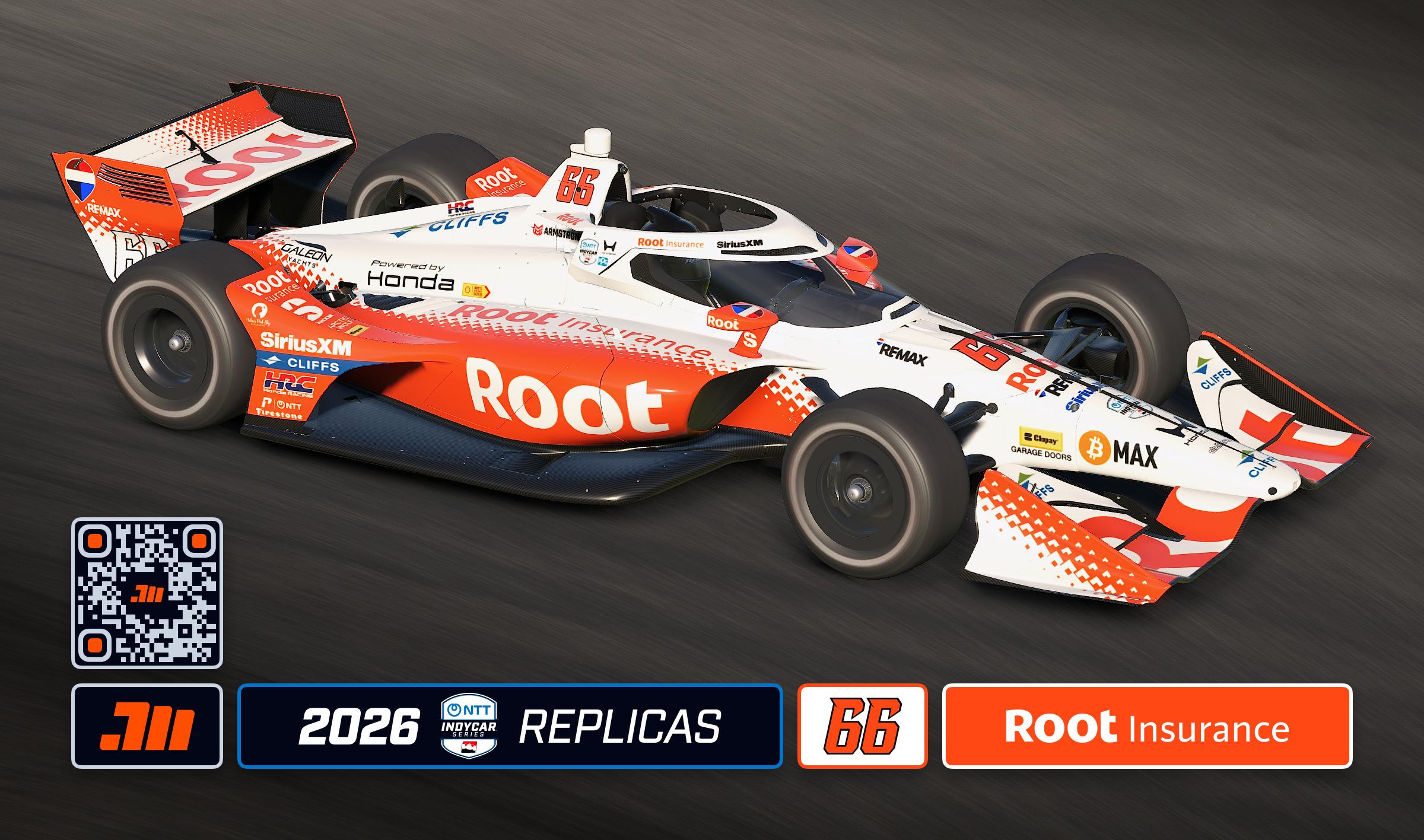 Preview of 2026 Marcus Armstrong #66 Root Insurance IndyCar with Custom Number by Jeff McKeand