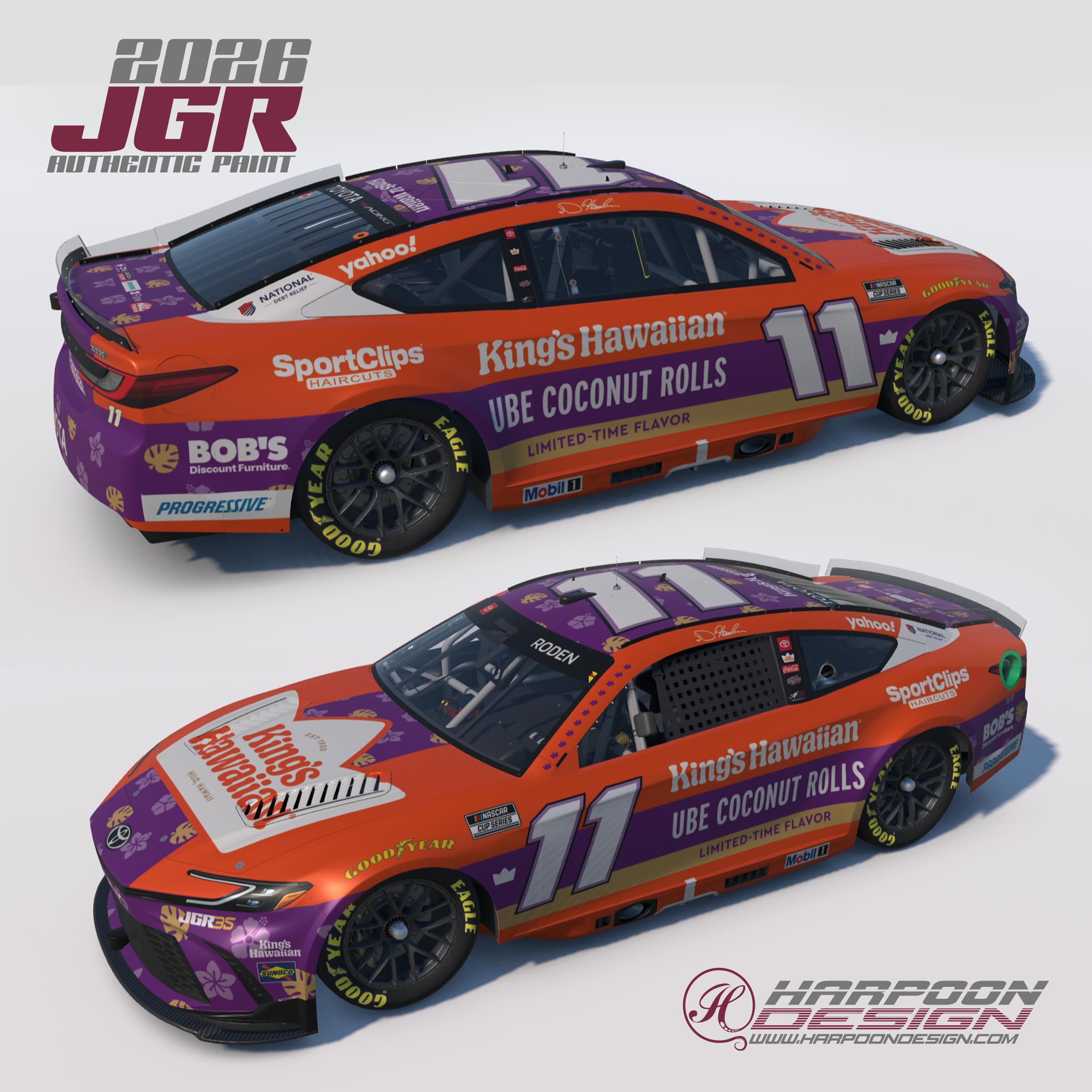 Preview of 2026 Denny Hamlin Kings Hawiian Talladega Toyota Camry No Num by Brantley Roden
