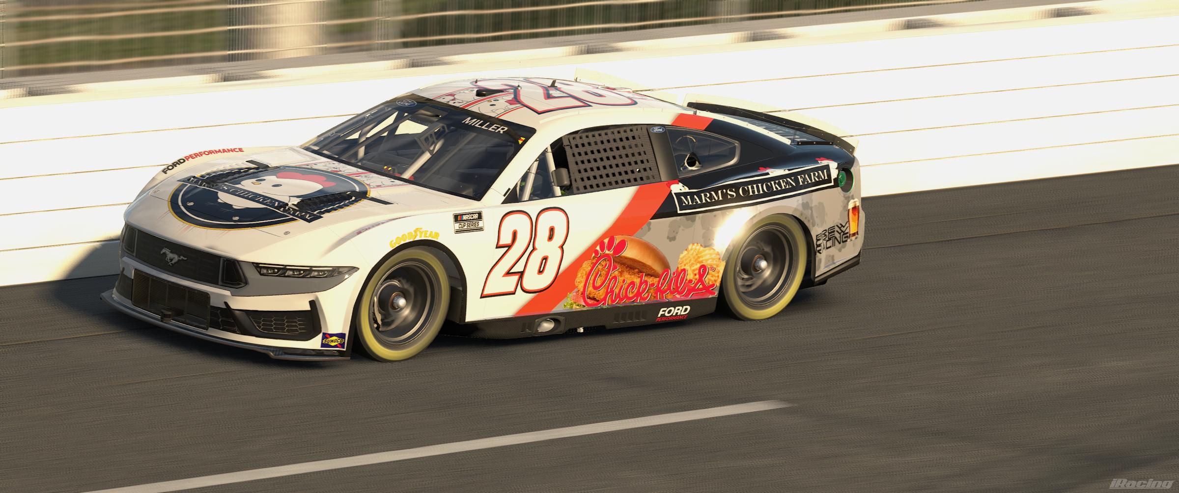 Preview of Chick Fil A - Marms Chicken Farm Dark Horse Mustang NASCAR Cup Car by Joshua JD Miller
