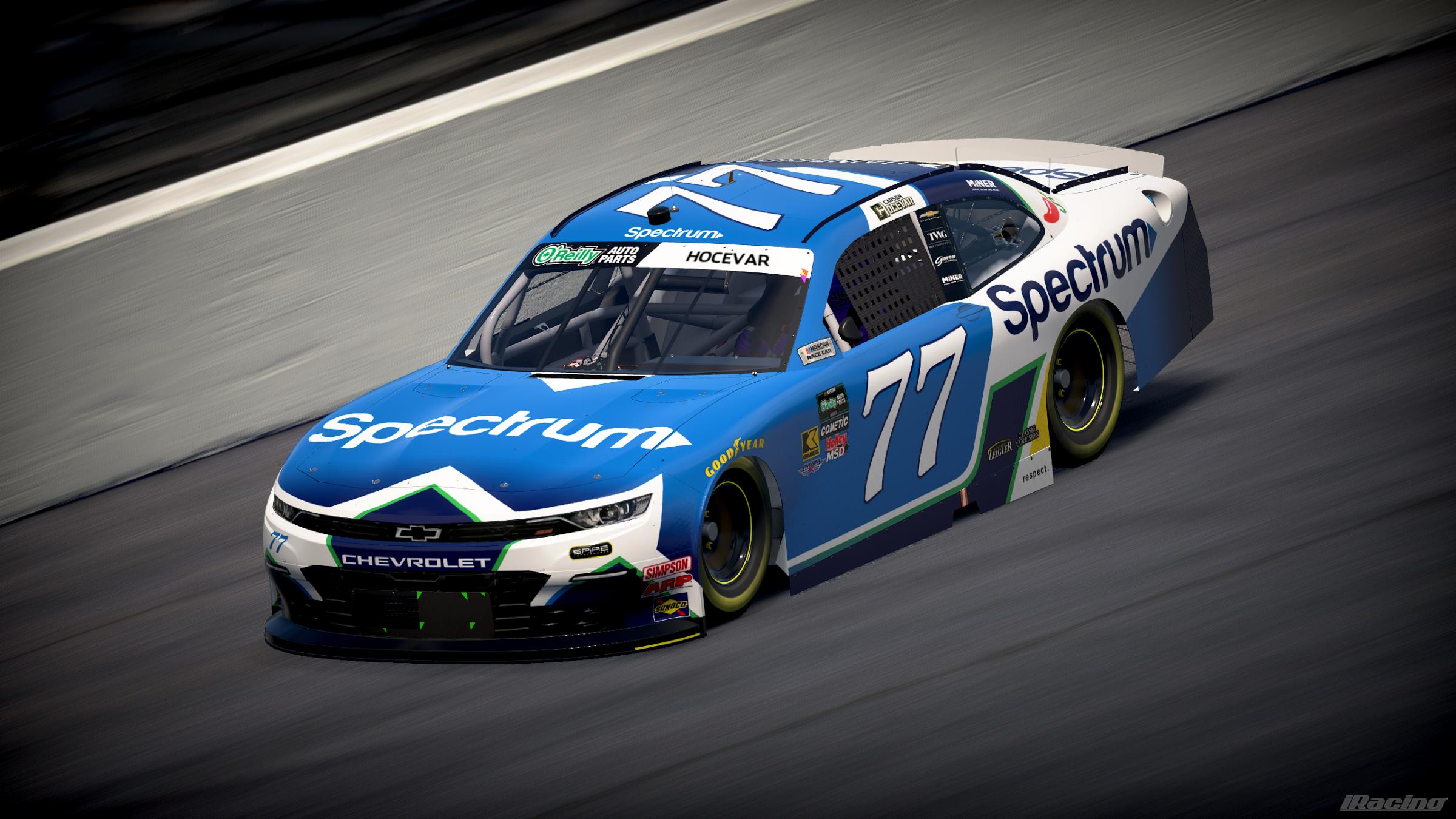 Preview of (Sim-stamped) Carson Hocevar Spectrum Chilis OReilly Series Fictional Spire Motorsports Chevrolet by Lucas Hoitsma