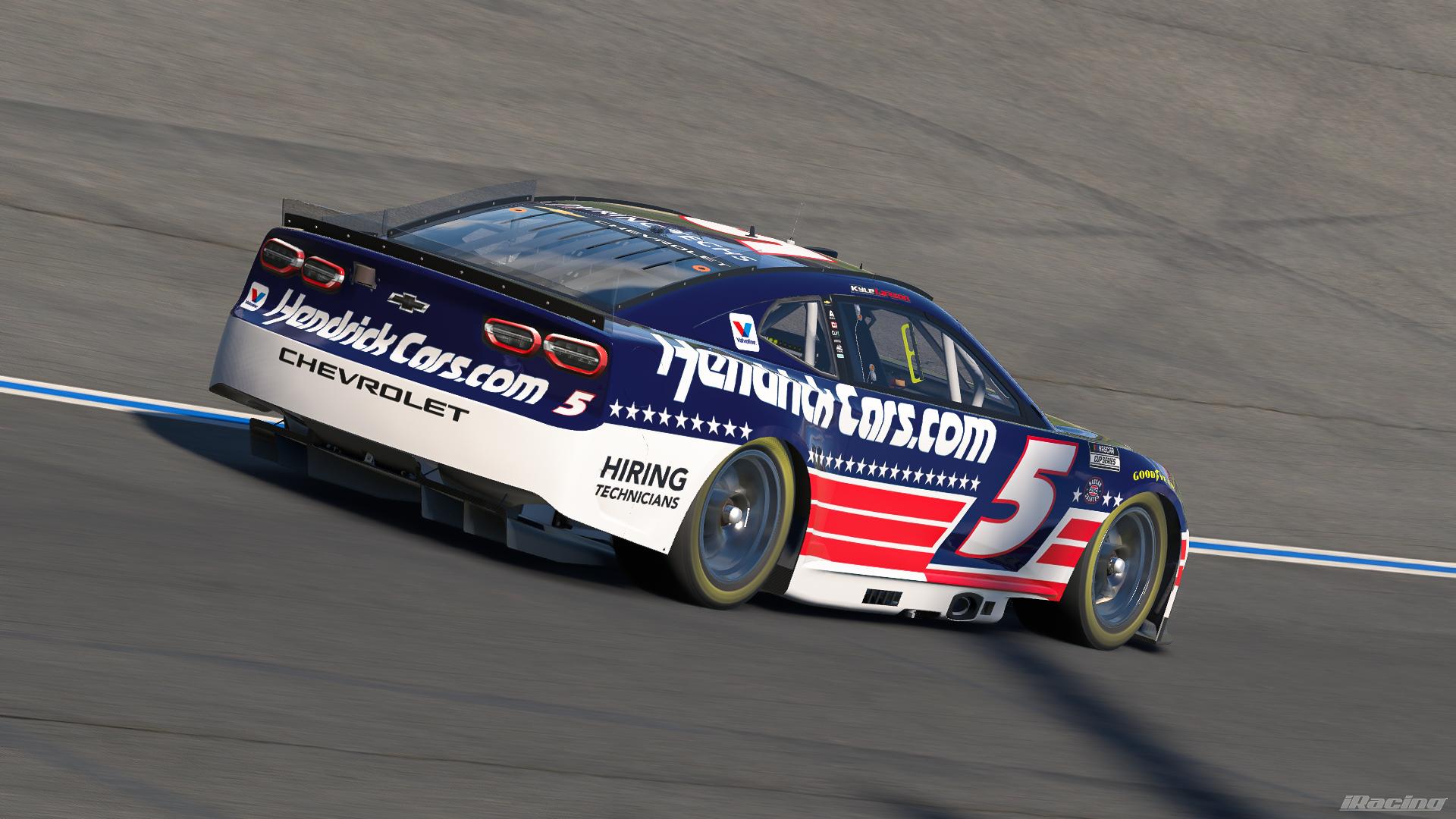 Preview of 2026 Kyle Larson HendrickCars.Com PATRIOTIC Chevrolet *SIM STAMPED NUMBERS* by Jarrett Leu