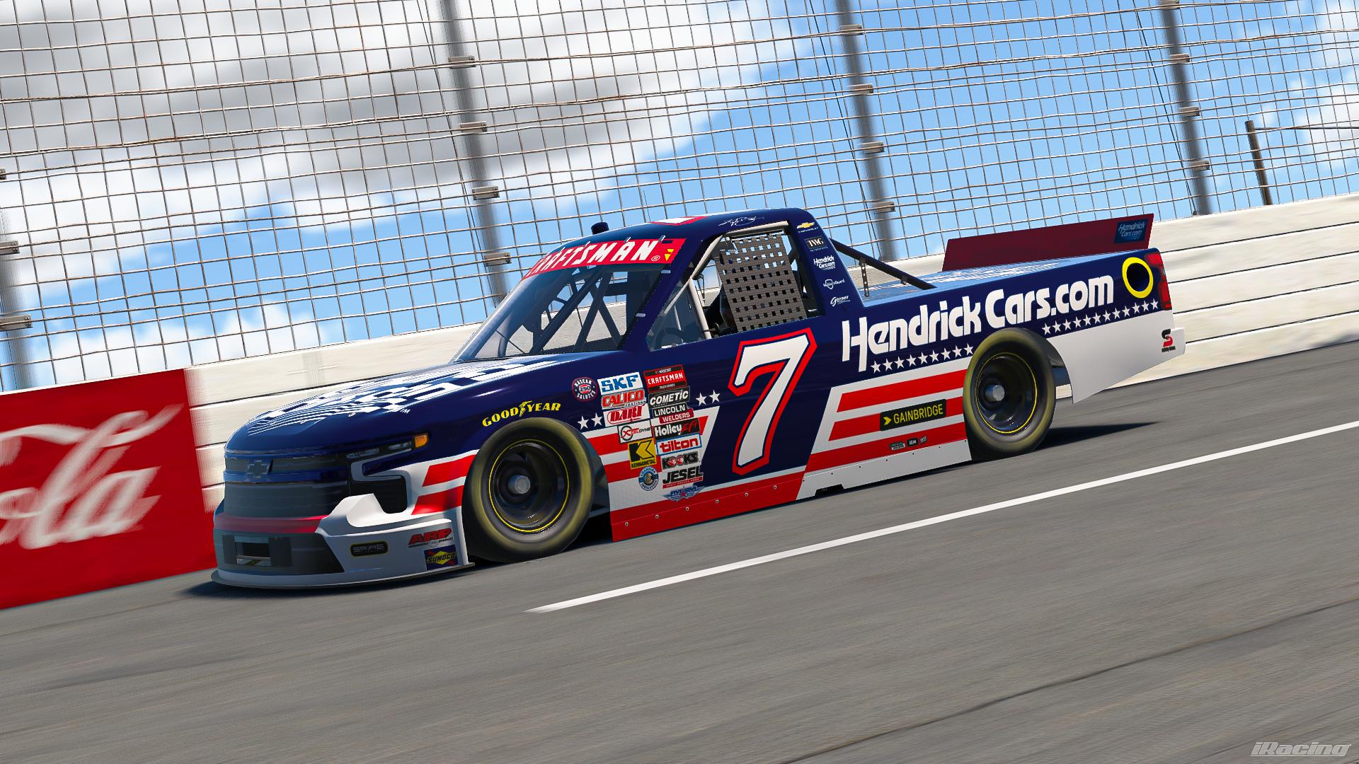 Preview of 2026 Corey Day (Kyle Busch) HendrickCars.Com PATRIOTIC Silverado *SIM STAMPED NUMBERS* by Jarrett Leu