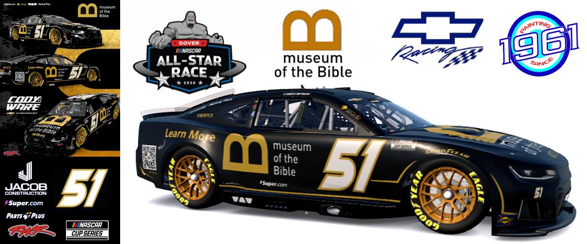 Preview of 2026 RWR # 51 Cody Ware / Museum of the Bible Chevrolet Camaro ZL1 at Dover. by Micael Hagstrom