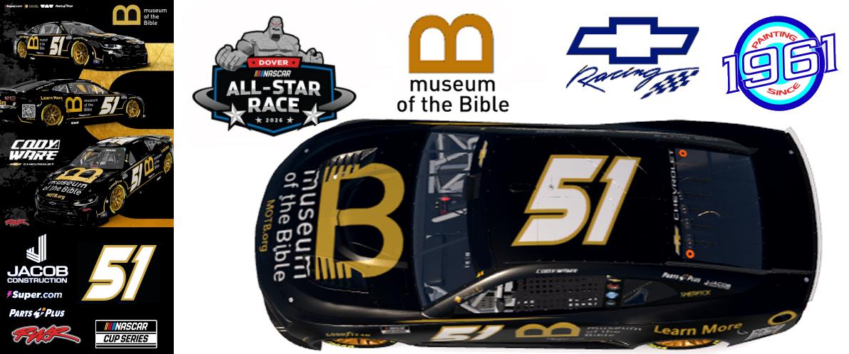 Preview of 2026 RWR # 51 Cody Ware / Museum of the Bible Chevrolet Camaro ZL1 at Dover. by Micael Hagstrom