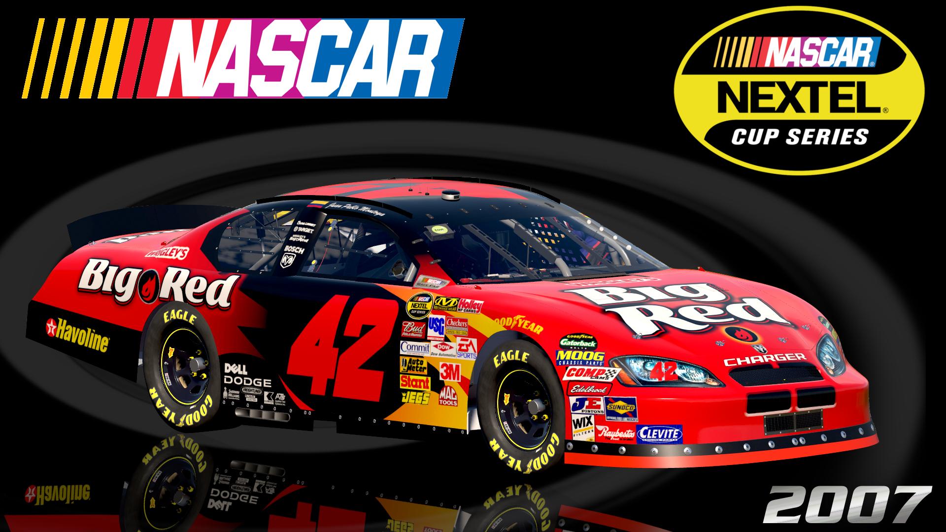 Preview of #42 Juan Pablo Montoya 2007 Wrigleys Big Red Dodge Charger Sim Stamped Number by Christian Budd