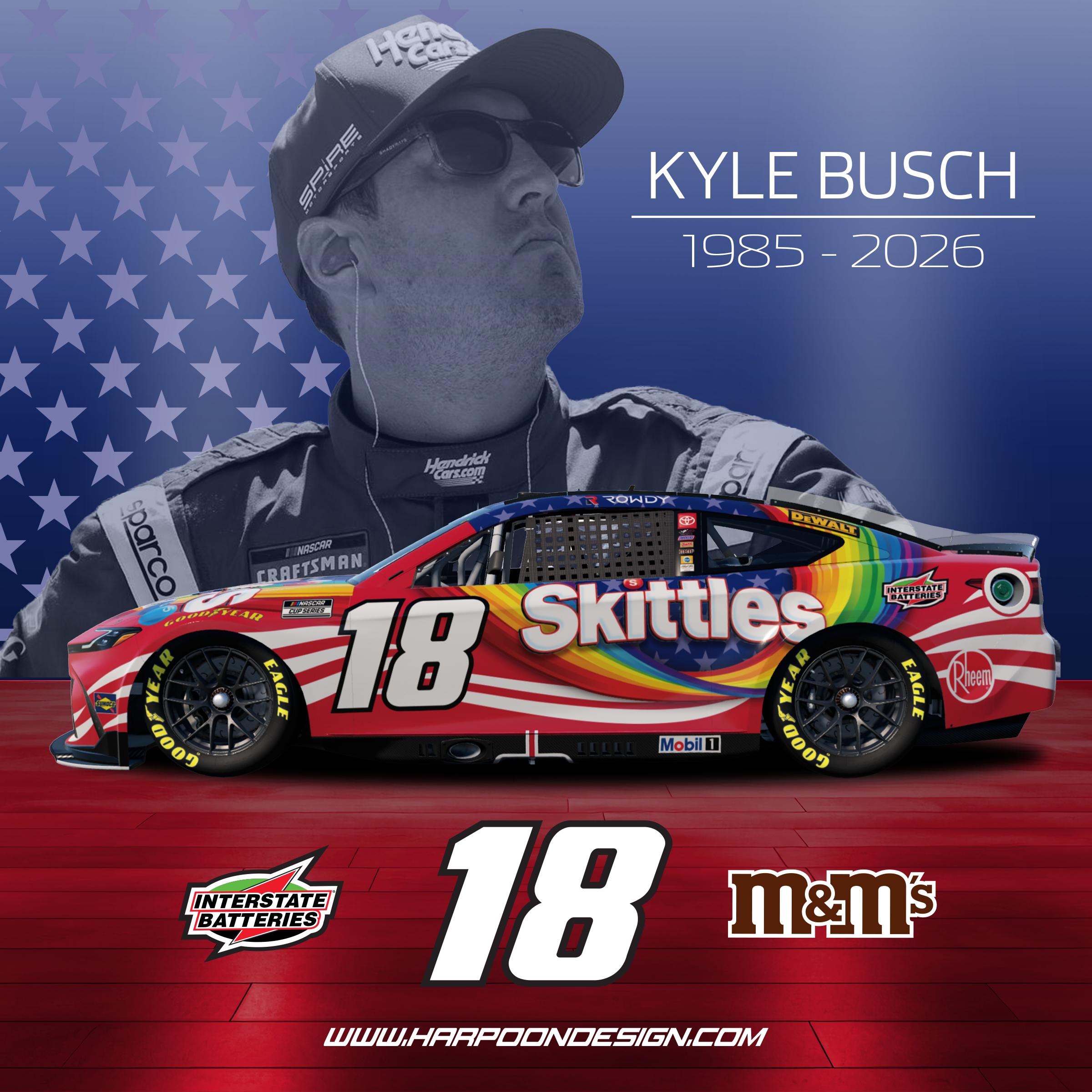 Preview of 2026 Kyle Busch Skittles Tribute Toyota Camry No Num by Brantley Roden