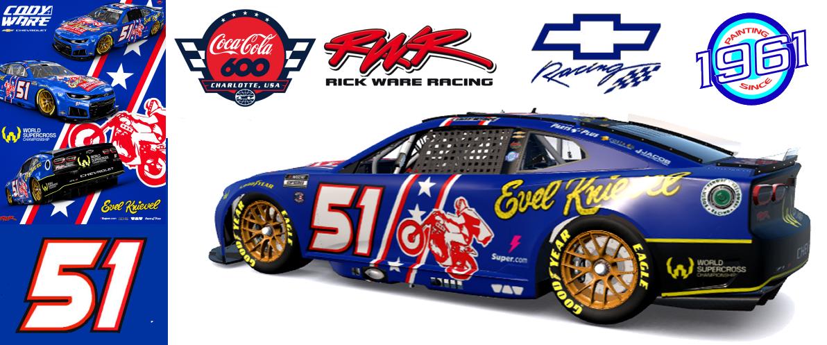 Preview of 2026 RWR # 51 Cody Ware / Evel Knievel Museum/World Supercross Chevrolet Camaro ZL1 at Charlotte. by Micael Hagstrom