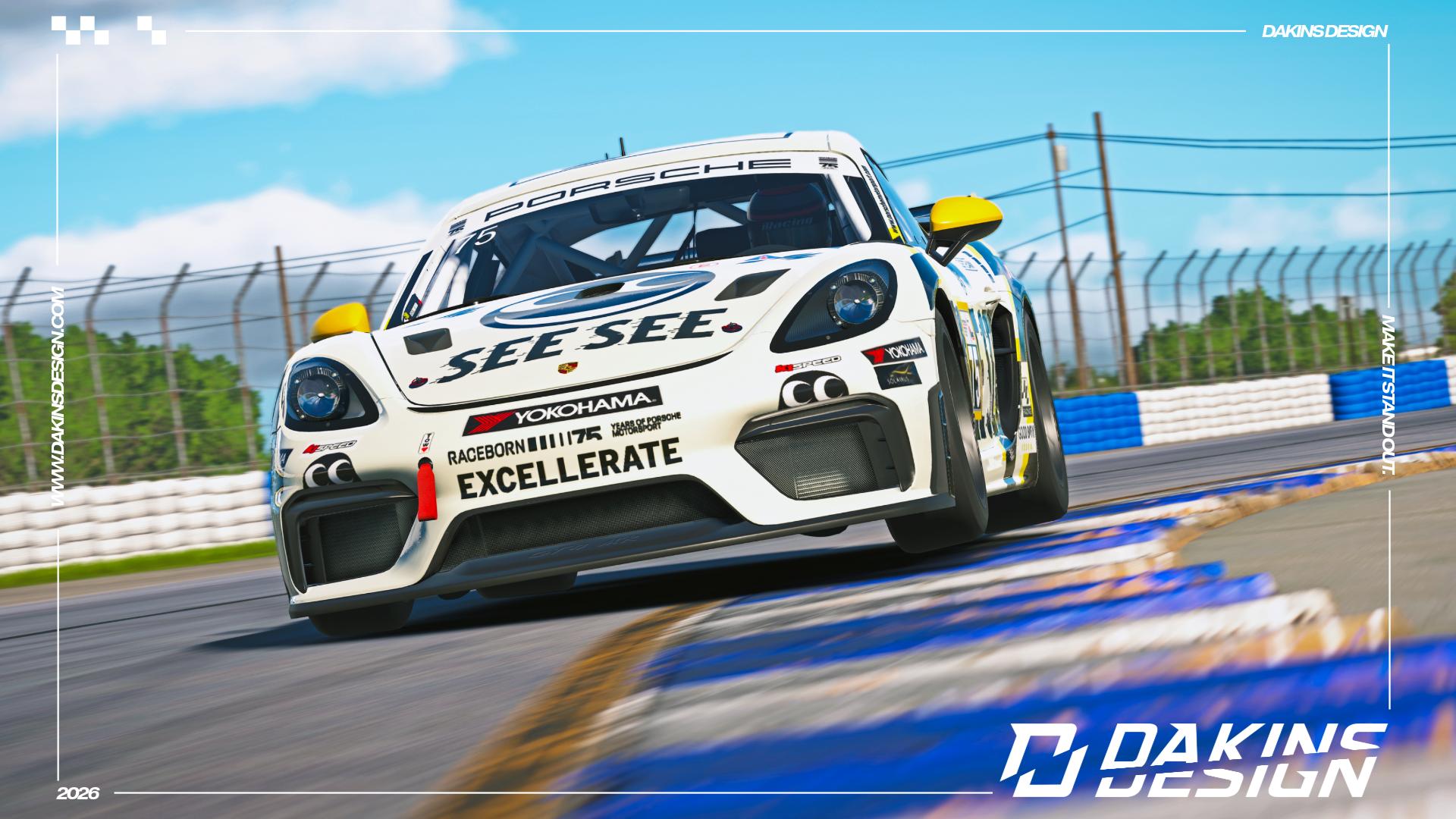 Preview of OFFICIAL Justin Lewis Racing x SEE SEE Porsche Sprint Challenge North America Porsche 718 Cayman GT4 Clubsport by Jason Dakins