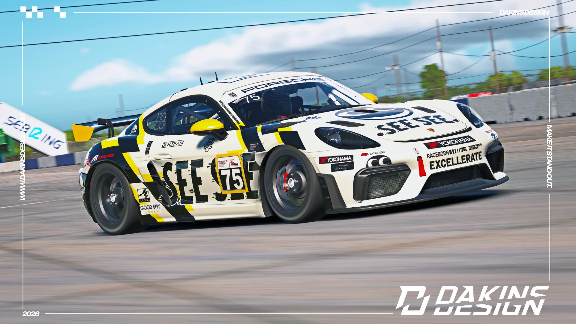 Preview of OFFICIAL Justin Lewis Racing x SEE SEE Porsche Sprint Challenge North America Porsche 718 Cayman GT4 Clubsport by Jason Dakins