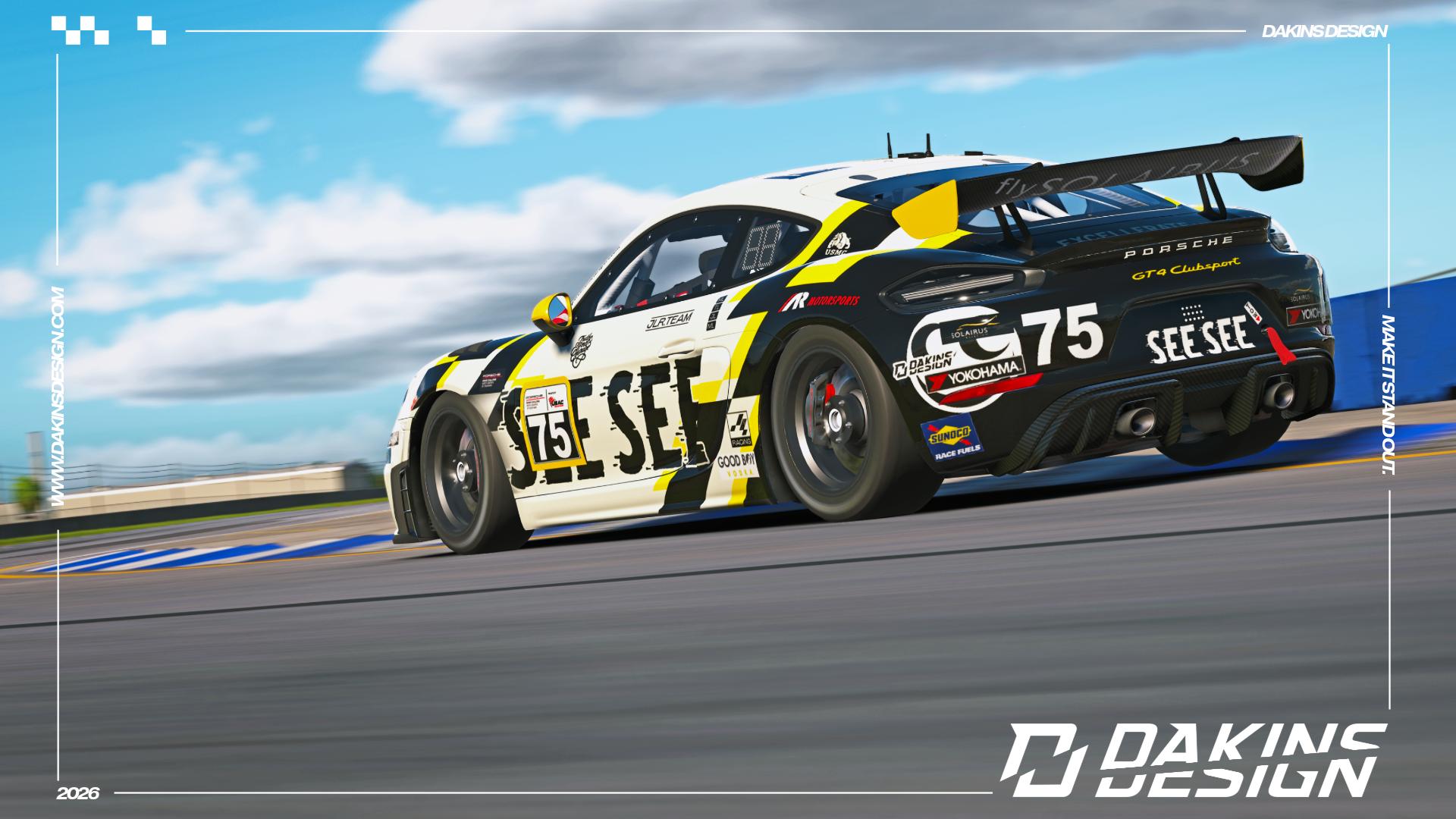 Preview of OFFICIAL Justin Lewis Racing x SEE SEE Porsche Sprint Challenge North America Porsche 718 Cayman GT4 Clubsport by Jason Dakins