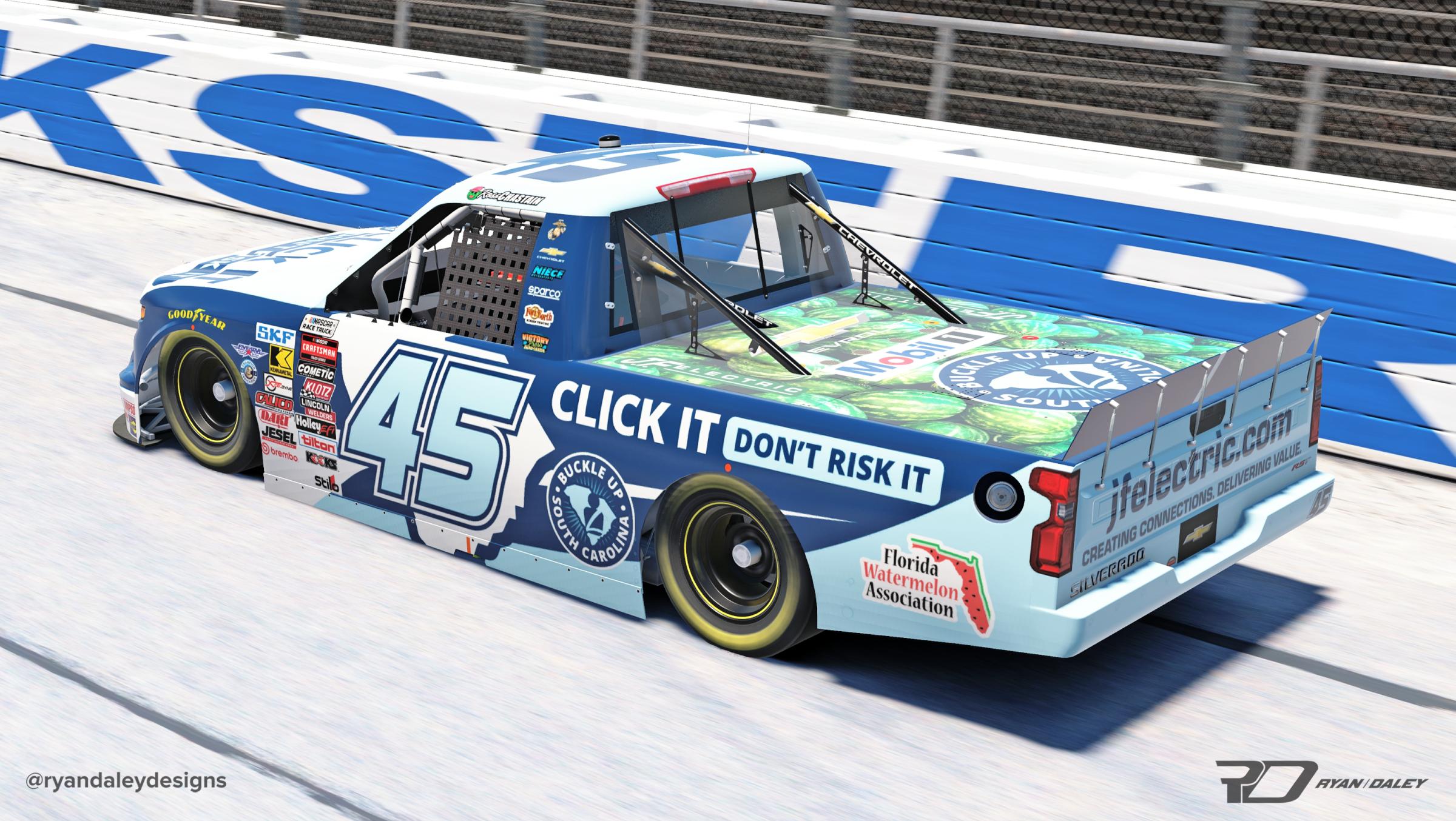 Preview of Official 2026 #45 Ross Chastain Click It South Carolina With Numbers by Ryan Daley