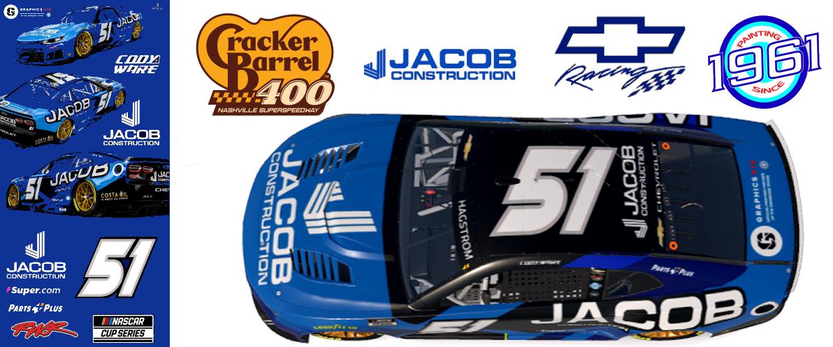 Preview of 2026 RWR # 51 Cody Ware / Jacob Construction Chevrolet Camaro ZL1 at Nashville. by Micael Hagstrom