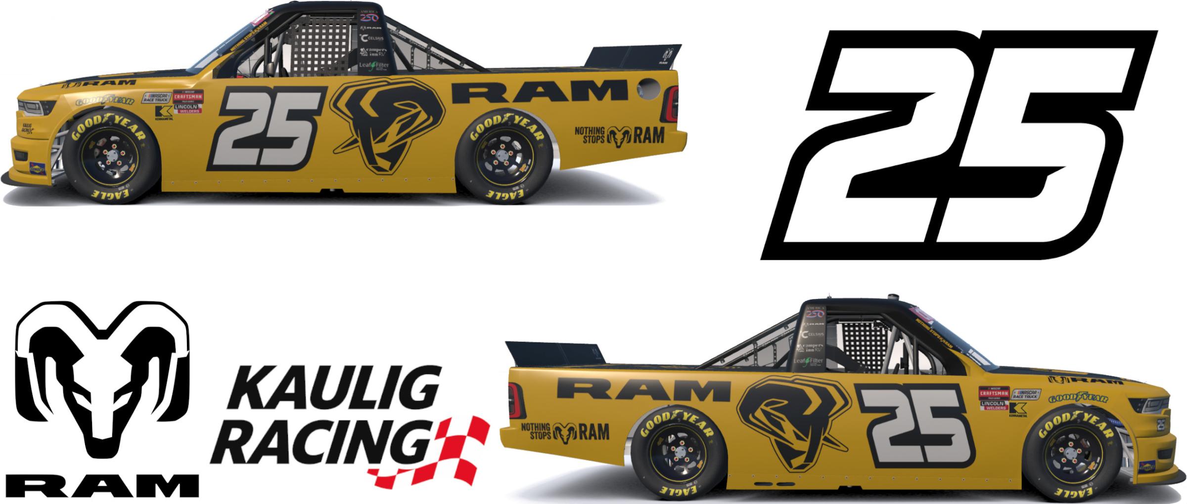 Preview of Kaulig Racing Free Agent 2026 Yellow Rush (#25) by Benjamin W. Rogers