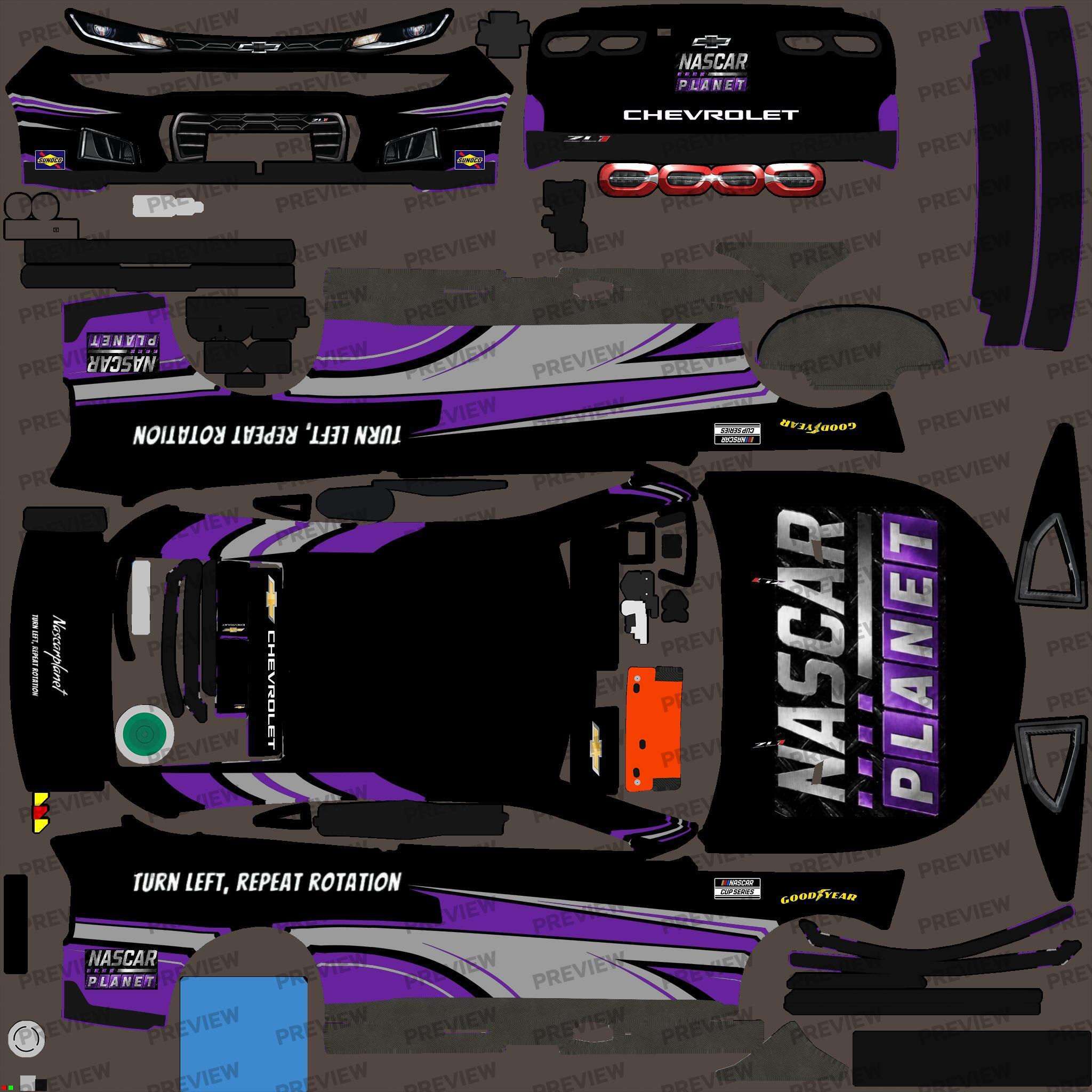 Preview of BRM purple nascar planet 2026 chevy nextgen by John Brassard