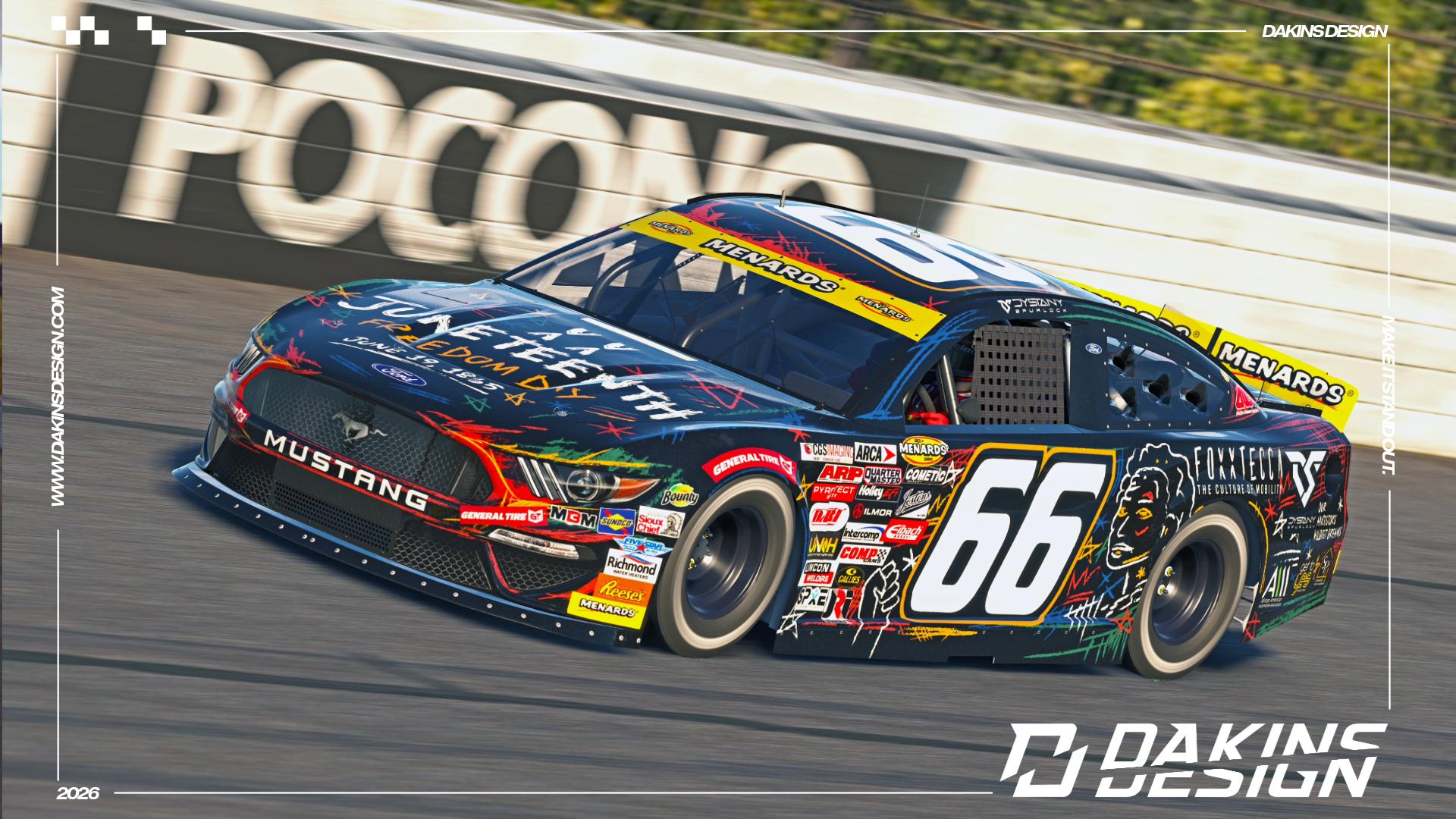 Preview of OFFICIAL #66 Foxxtecca Juneteenth x MBM Motorsports Dystany Spurlock ARCA Menards Ford Mustang by Jason Dakins