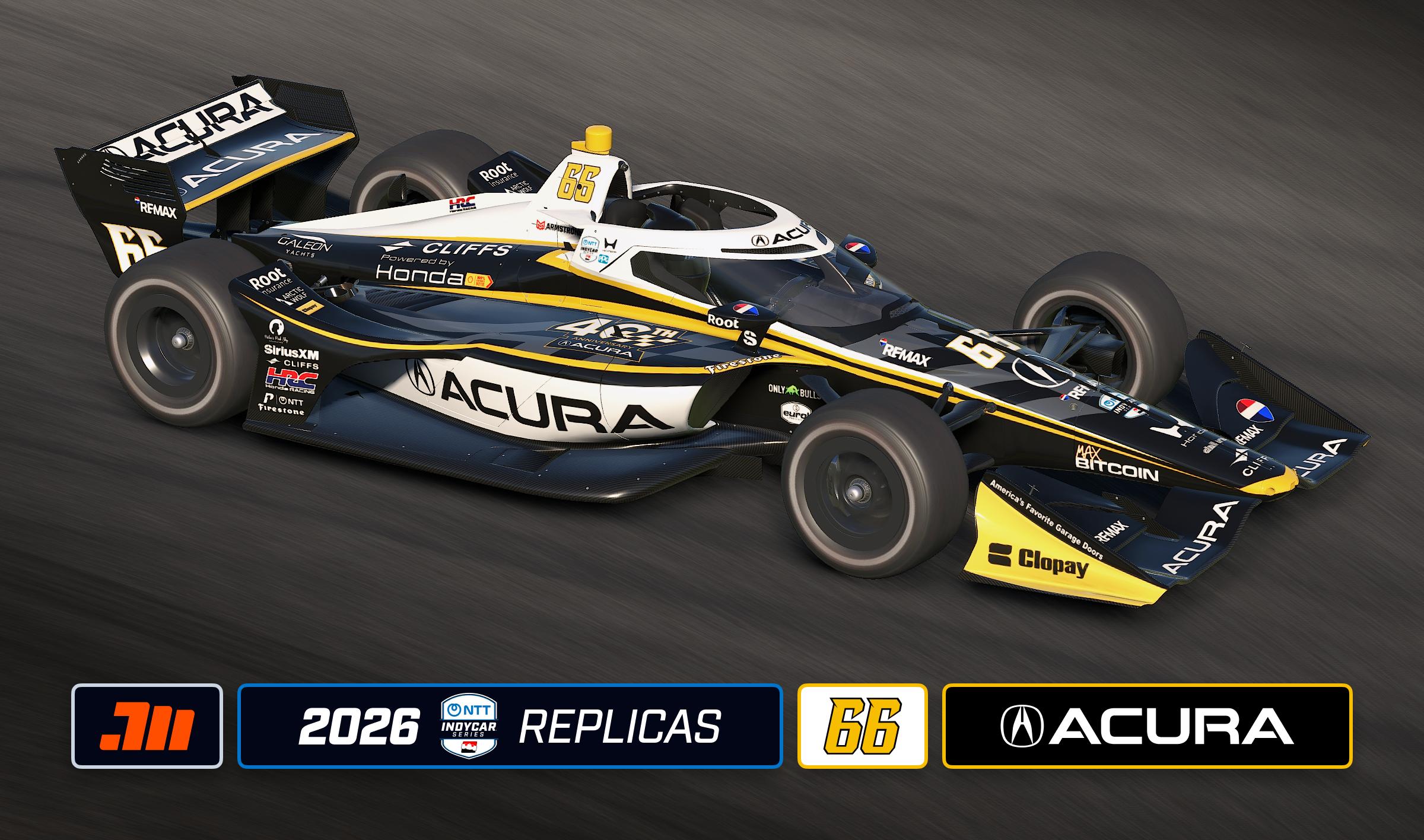 Preview of 2026 Marcus Armstrong #66 Acura IndyCar with Custom Number by Jeff McKeand