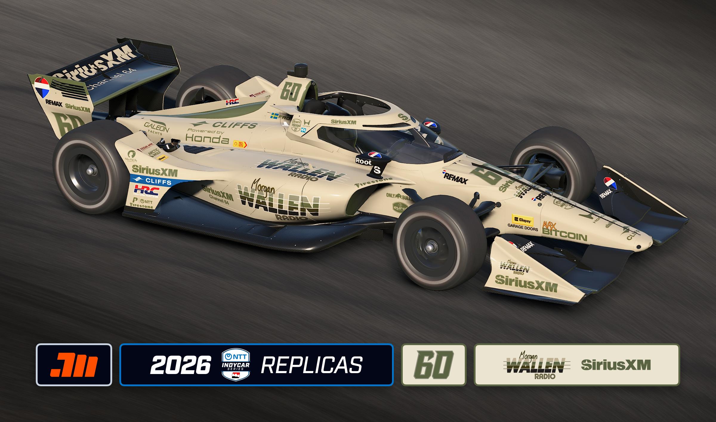 Preview of 2026 Felix Rosenqvist #60 SiriusXM Morgan Wallen Radio IndyCar with Custom Number by Jeff McKeand