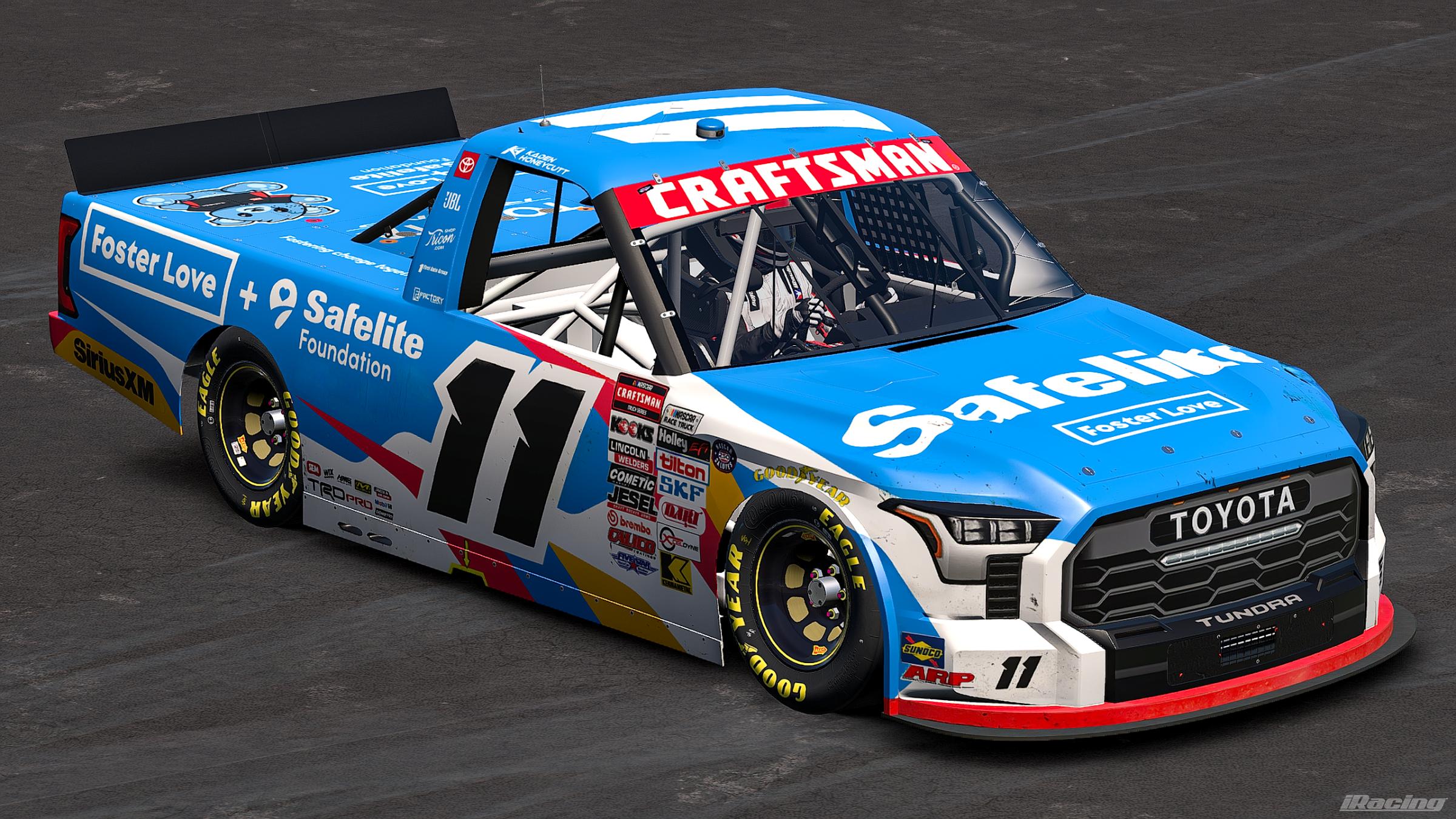 Preview of 2026 Kaden Honeycutt #11 Safelite Foster Love Toyota Tundra First Win RV (Custom Number) by Jonathan Palmieri