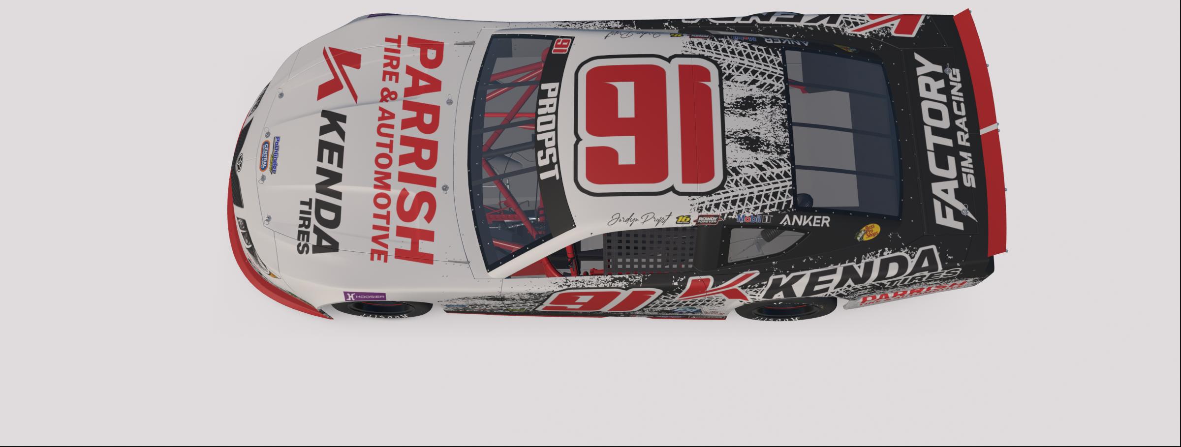 Preview of 2026 #91 Jordyn Propst Parrish Tire & Automotive/Kenda Tire Toyota Camry Late Model Stock W/ Spec Map by Rob Evans
